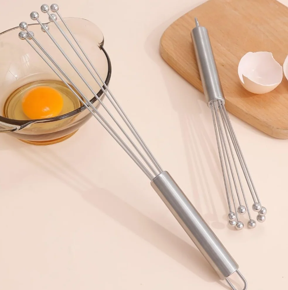 Batidor Varillas Cocina Batidor De Huevos Manual De Acero Inoxidable Mezclador De Cocina De Bola Adecuado For Revolver Mezclar Batir Barillas Batir Batidor De Huevo(25cm)