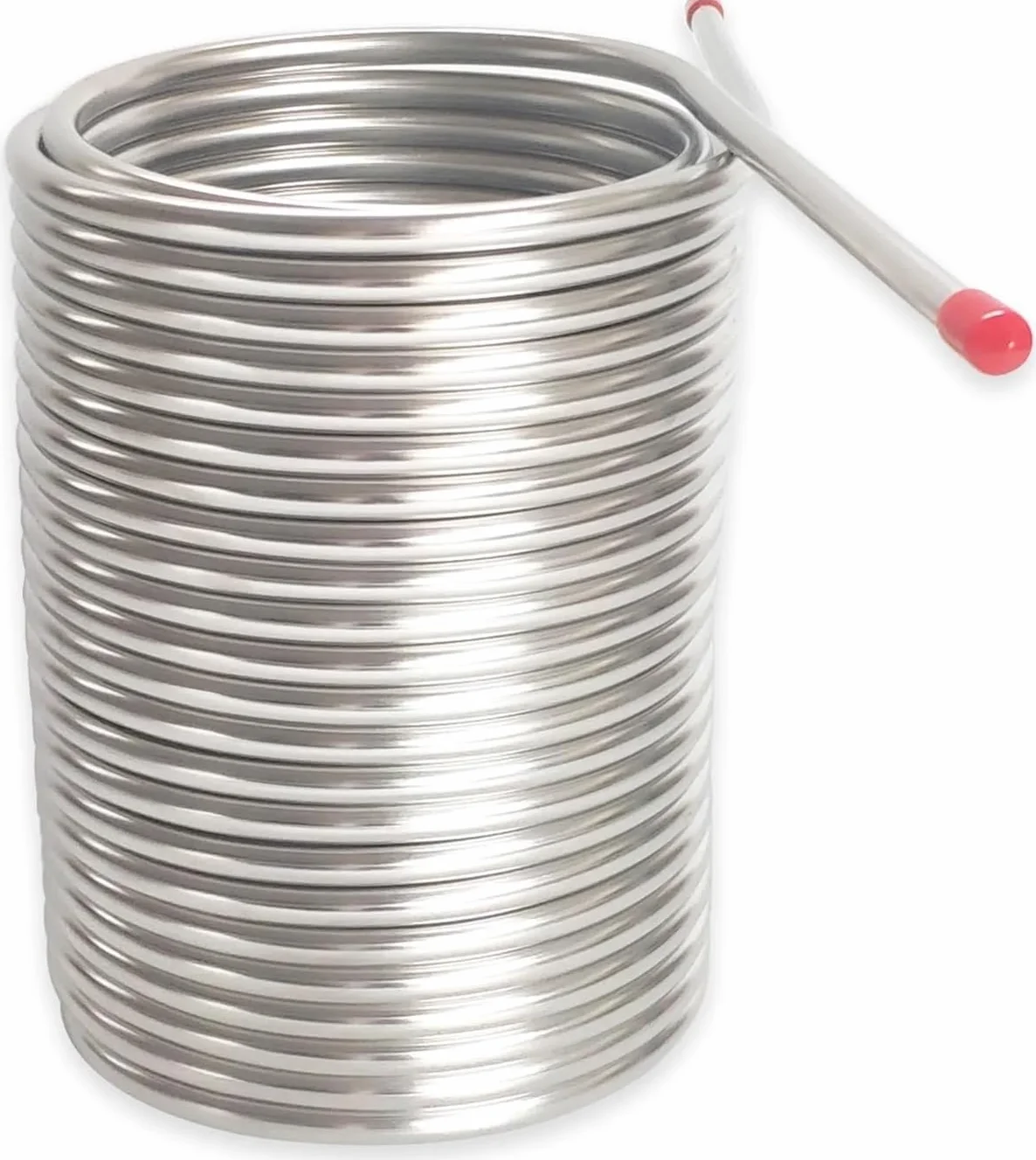 Intercambiador de calor, serpentín de enfriamiento de 19 m de longitud, enfriador de mosto de agua y cerveza de doble capa, serpentín de acero inoxidable de caja, tubo de 8 mm, enfriador de cerveza de