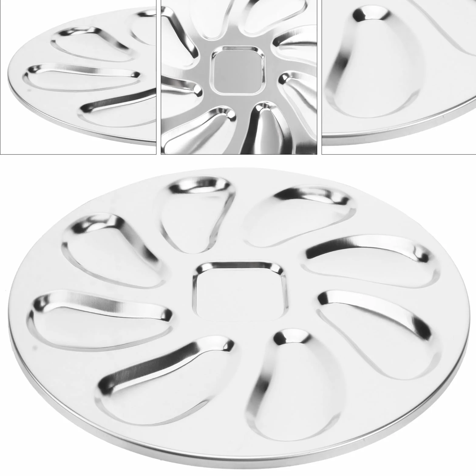 Toyvian Plato de Acero Inoxidable para Ostras 23X23 CM Ranuras Bandeja Plana para Mariscos y Aperitivos Utensilio de Cocina para Restaurante y Uso Doméstico