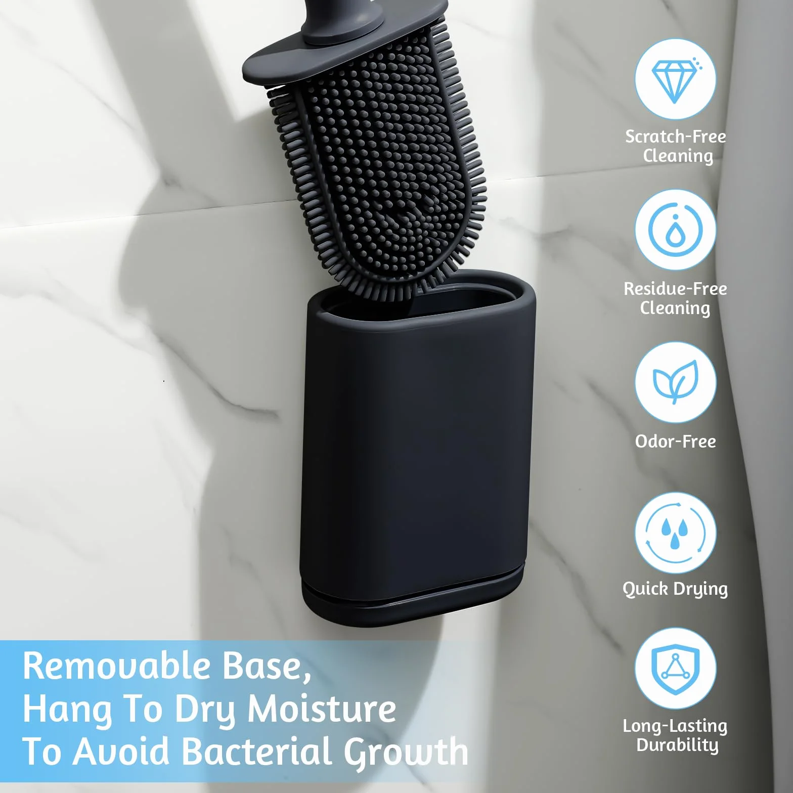Escobilla Baño Silicona TPR Negro 1 Pieza