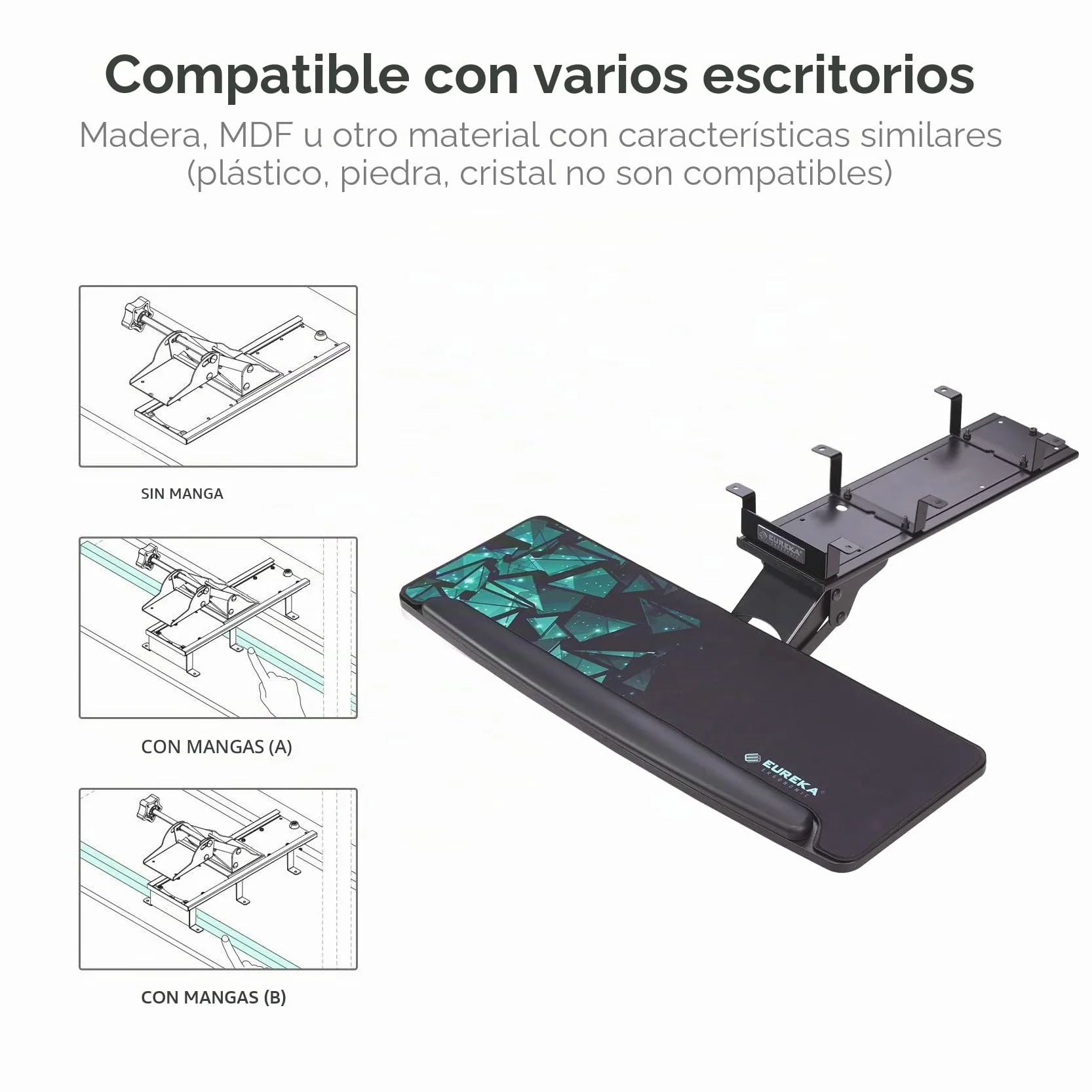 EUREKA ERGONOMIC Bandeja para Teclado Altura Ajustable y diseño de ángel Plataforma para Teclado Plataforma retráctil para Escritorio Estante Giratorio diseño ergonómico (Rojo)