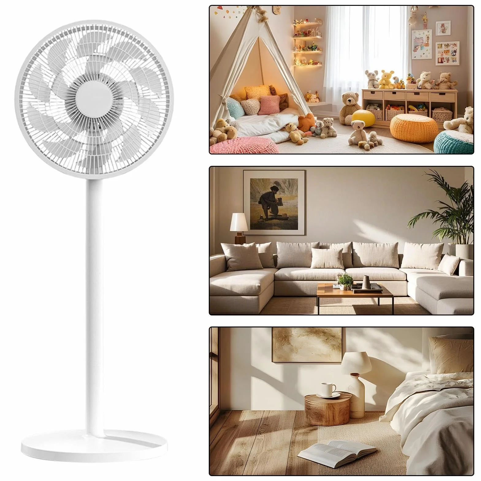 Ventilador De Suelo - Dispositivo de Pedestal Oscilante y Silencioso | Ventilador De Suelo De Bajo Consumo - Para Dormitorio Universitario, Cocina De Interior, Oficina En Casa Y Salón De