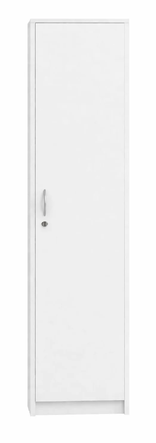 Armario de oficina con cerradura, estantería para libros, estantería de oficina con 1 puerta y 5 compartimentos, armario universal para oficina y hogar, 180 x 44,5 x 35 cm (blanco)