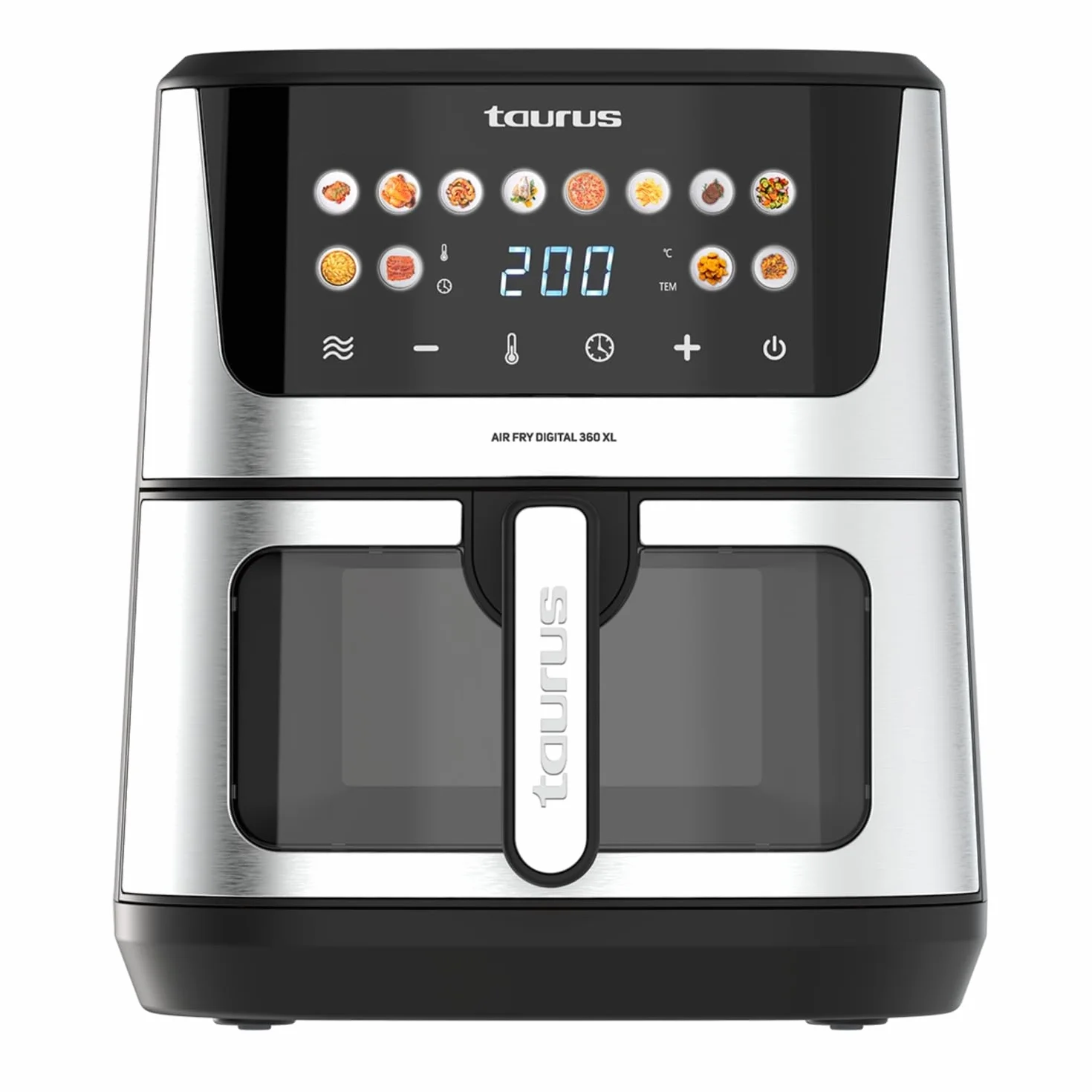 Taurus – Freidora aire Air Fry Digital 360 XL | 2100W | 8L | 12 programas | Pantalla táctil | Doble resistencia | Interior metálico | Precalentado | Libre de BPA y PFOA | Recetario online