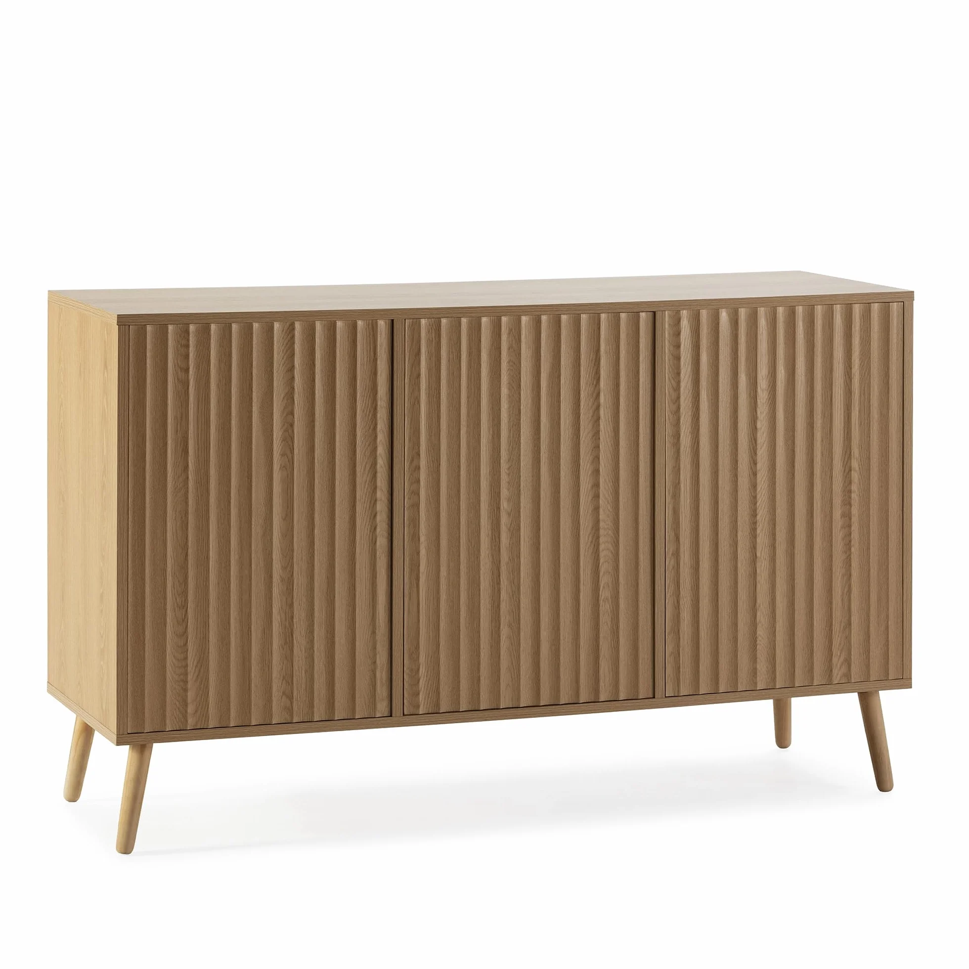 HOMN LIVING Aparador Lluvia 3 Puertas Color Roble, 120 cm (Ancho) 40 cm (Profundo) 76 cm (Altura)