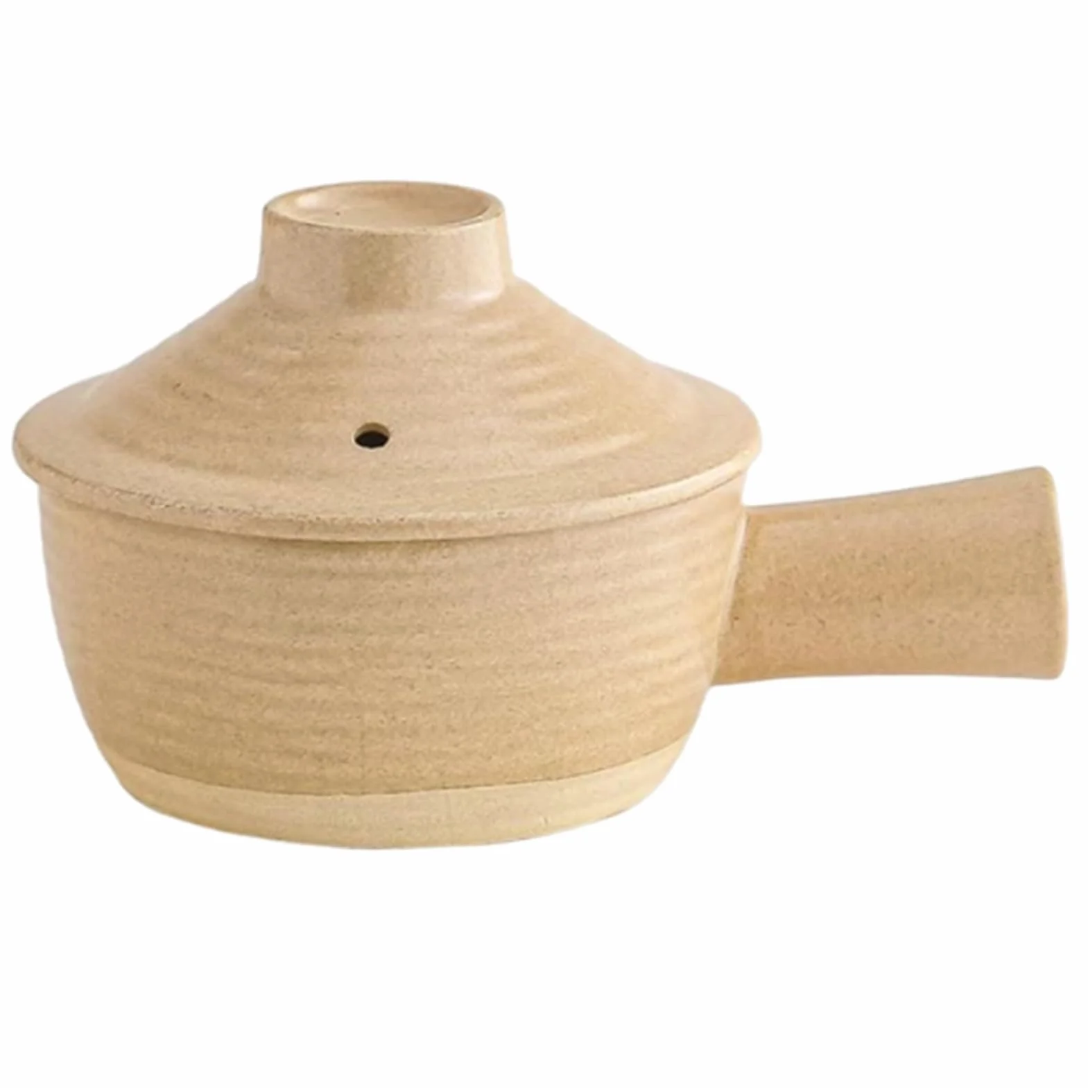 Olla de barro un solo mango con tapa | Escenario de uso: for arroz, gachas, guisos, sopas