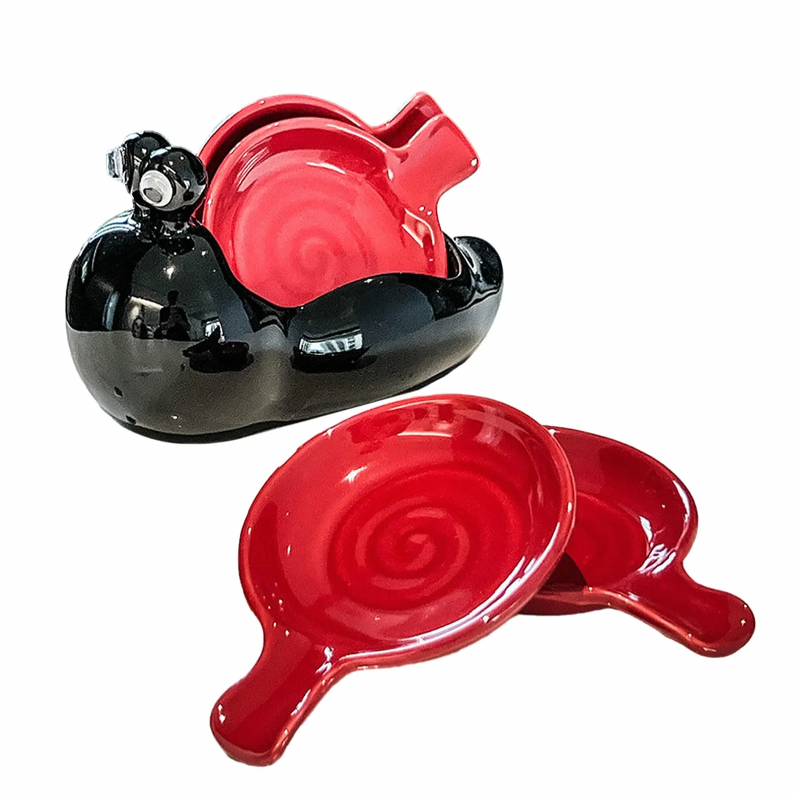 Plato de salsa para barbacoa para condimentos, creativo y lindo, color negro