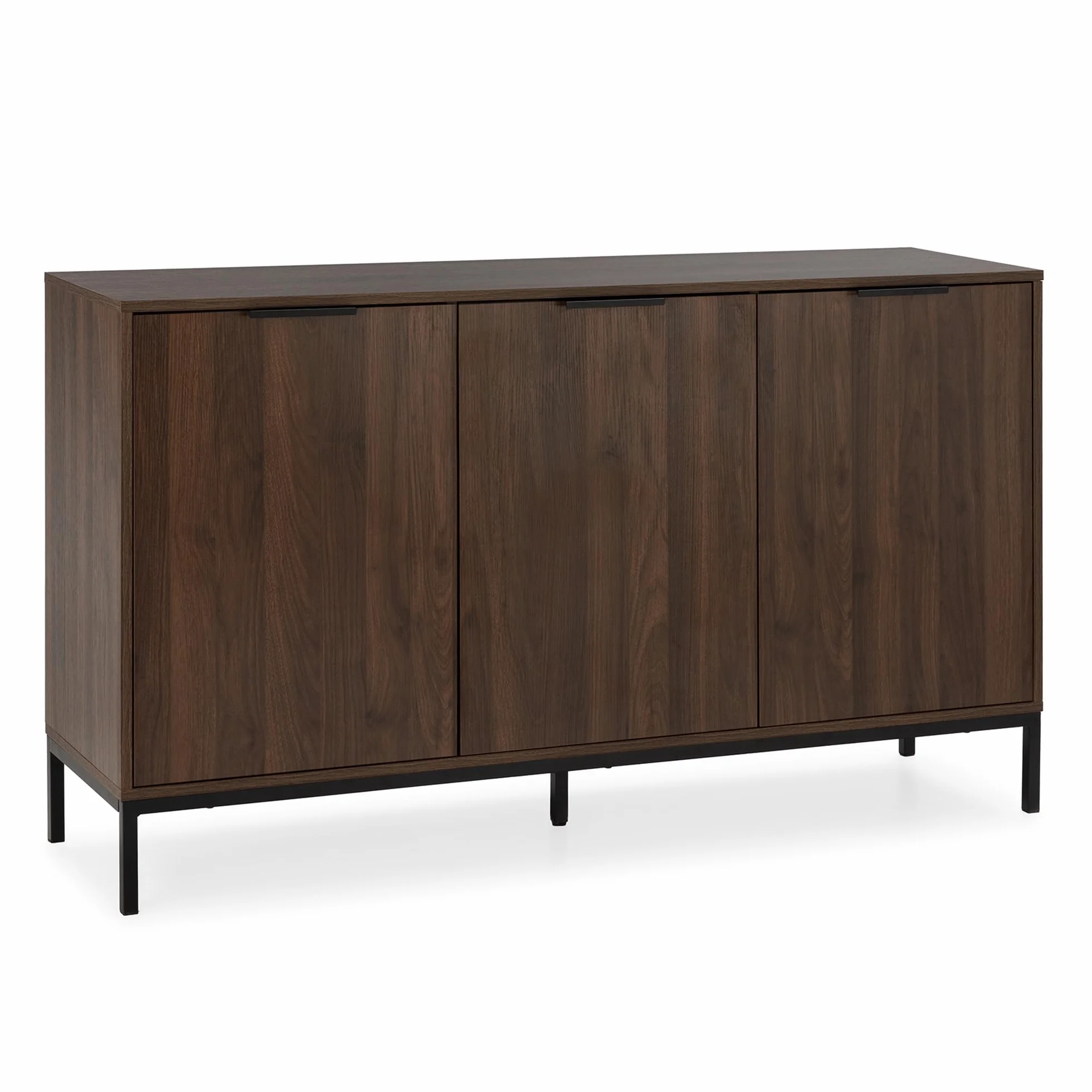 HOMN LIVING Aparador Auri 3 Puertas Color Nogal, 140 cm (Ancho) 40 cm (Profundo) 80 cm (Altura)