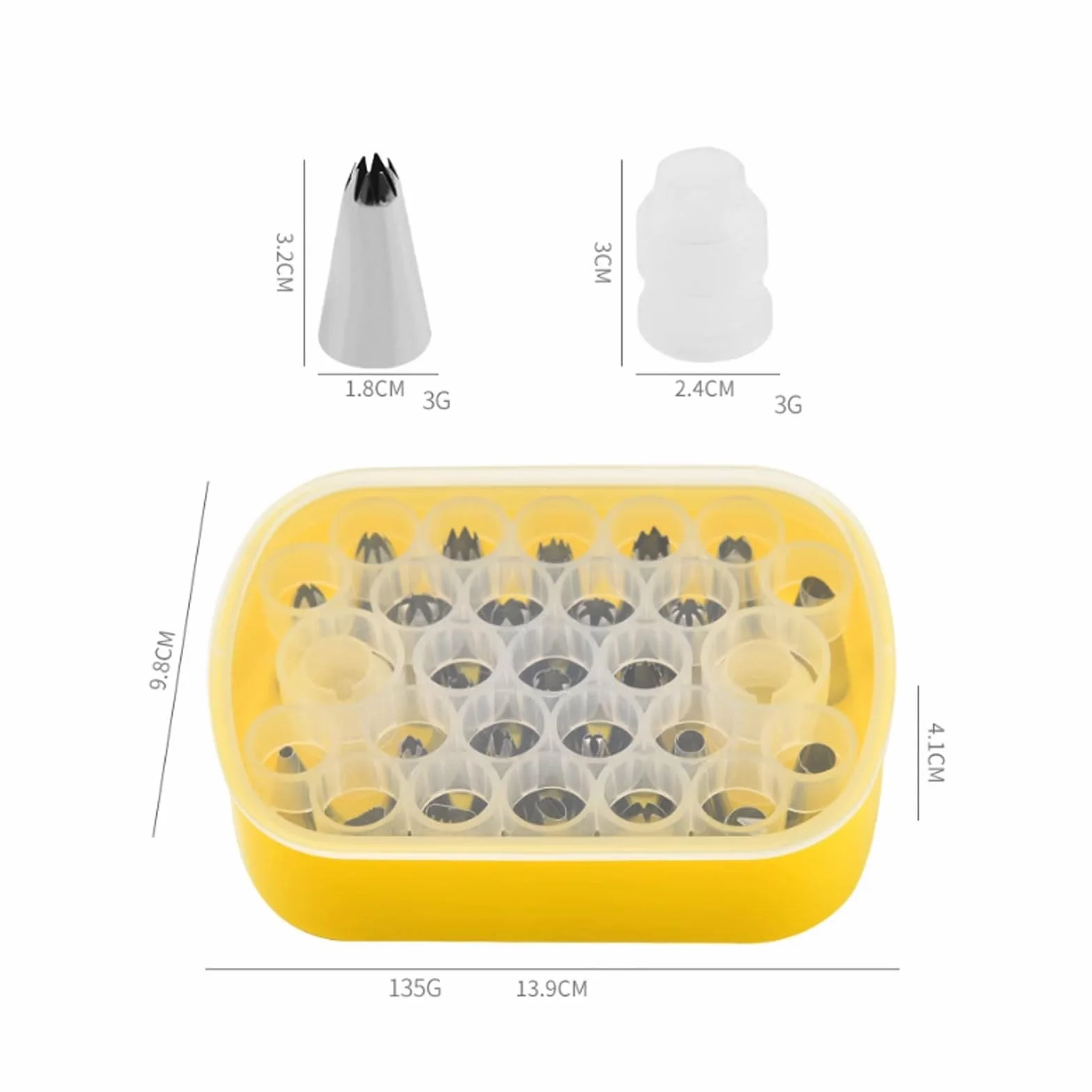 Juego de decoración Pasteles Acero Inoxidable 25 Piezas Completo con Caja Almacenamiento Herramientas for Hornear for Puntas pastelería Crema Mantequilla(Wei�)