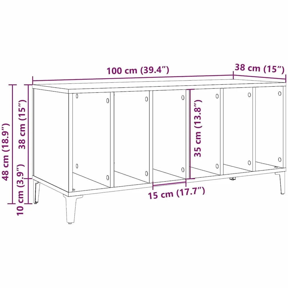 vidaXL Mueble para Discos Madera ingeniería Roble Artisan 100x38x48 cm, Armario de almacenaje de Discos, Mueble para Discos de Vinilo, aparador
