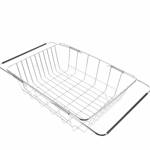 Escurridor de fregadero de acero inoxidable con función de drenaje, resistente al óxido, ahorra espacio para cocina, vajilla multifuncional, accesorio de cocina, limpiador para fregadero y encimera