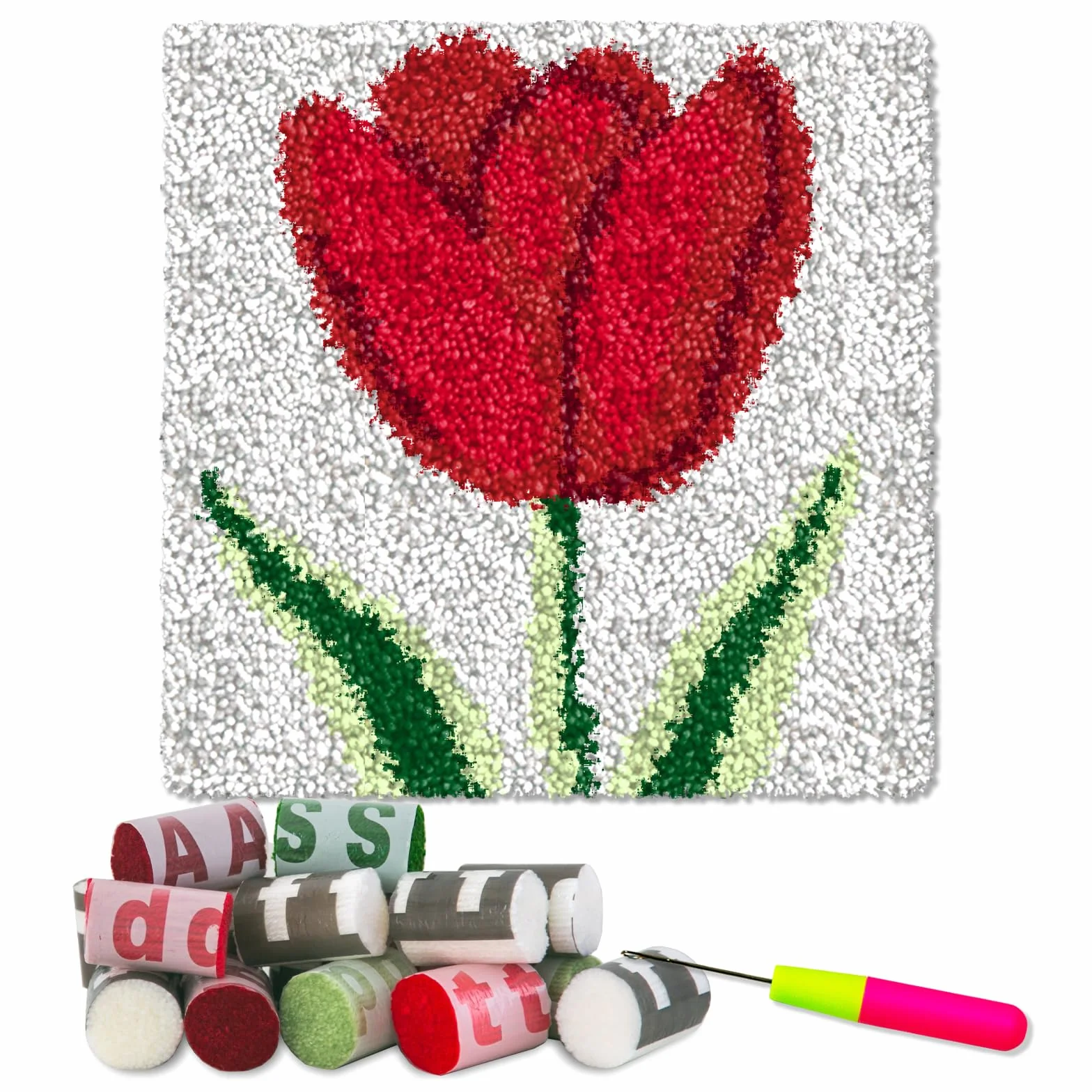 YP Kit de alfombra de gancho de pestillo de rosa para principiantes y adultos, alfombra de ganchillo de costura de 12 x 12 pulgadas, hermoso kit de manualidades de decoración del hogar, fácil de