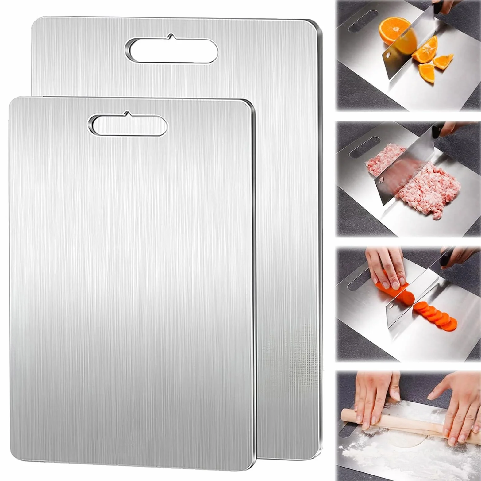 Tabla de cortar de bambú, reversible, de grado alimenticio, ideal para carnes, frutas y verduras, esencial para cocineros y cocineros caseros