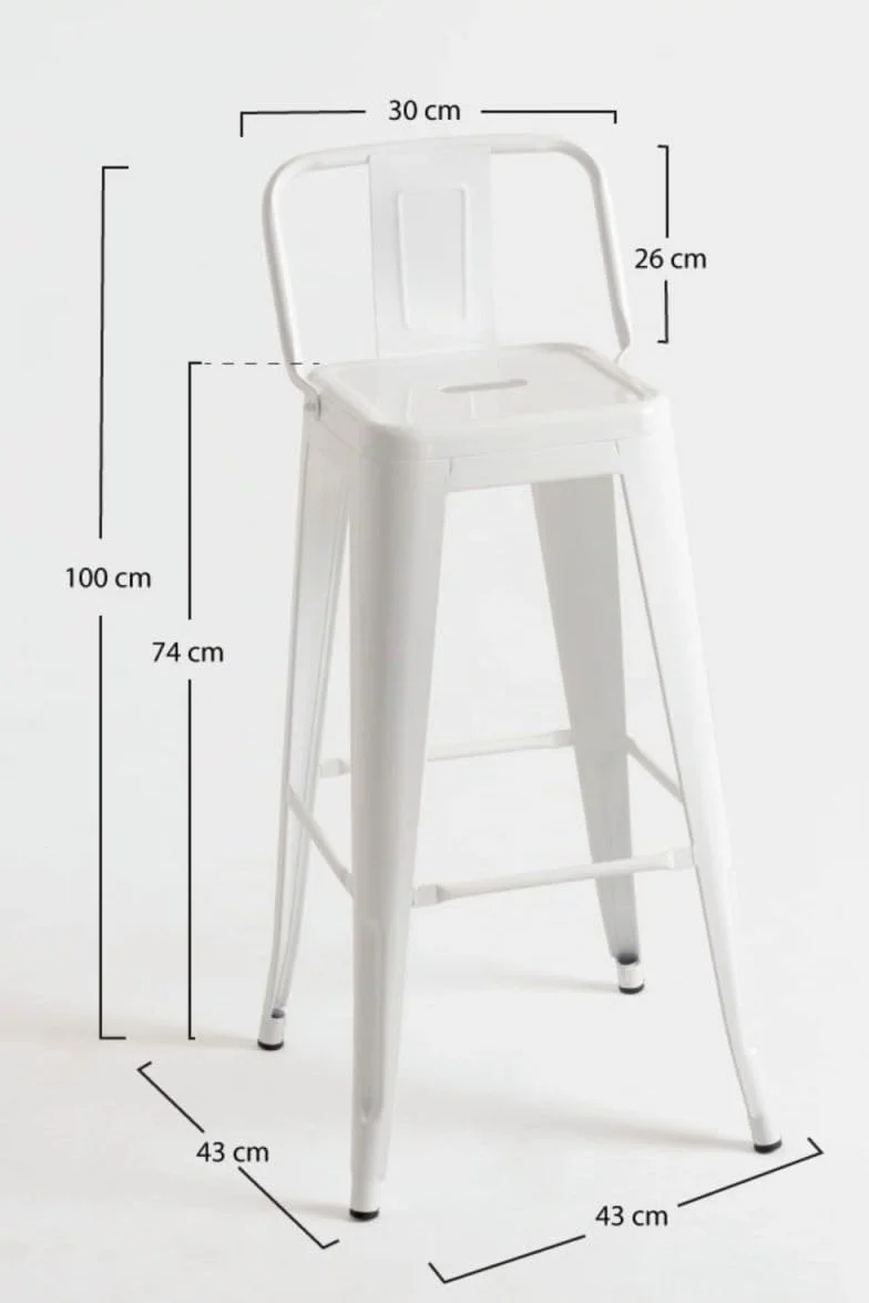 Regalos Miguel - Pack 2 Taburetes Torix Respaldo 100 cm - Blanco