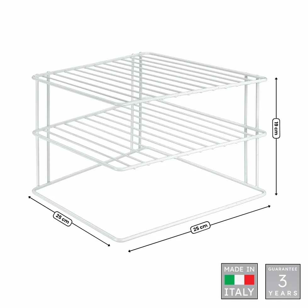 Metaltex Armario esquinero Silos 2 niveles 25x25x19 cm blanco 3 alturas