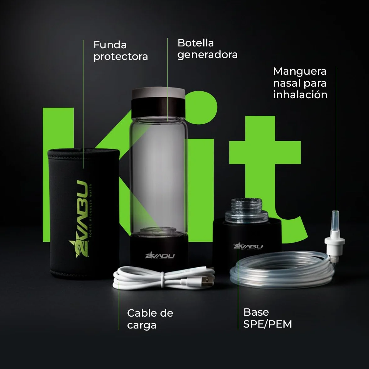 Botella de Agua Hidrogenada – 1400 PPB de Hidrógeno Molecular – Tecnología SPE/PEM de Alta Pureza – Incluye Funda Protectora - Auto limpieza Membrana - 400 ml (Molecular Sport)