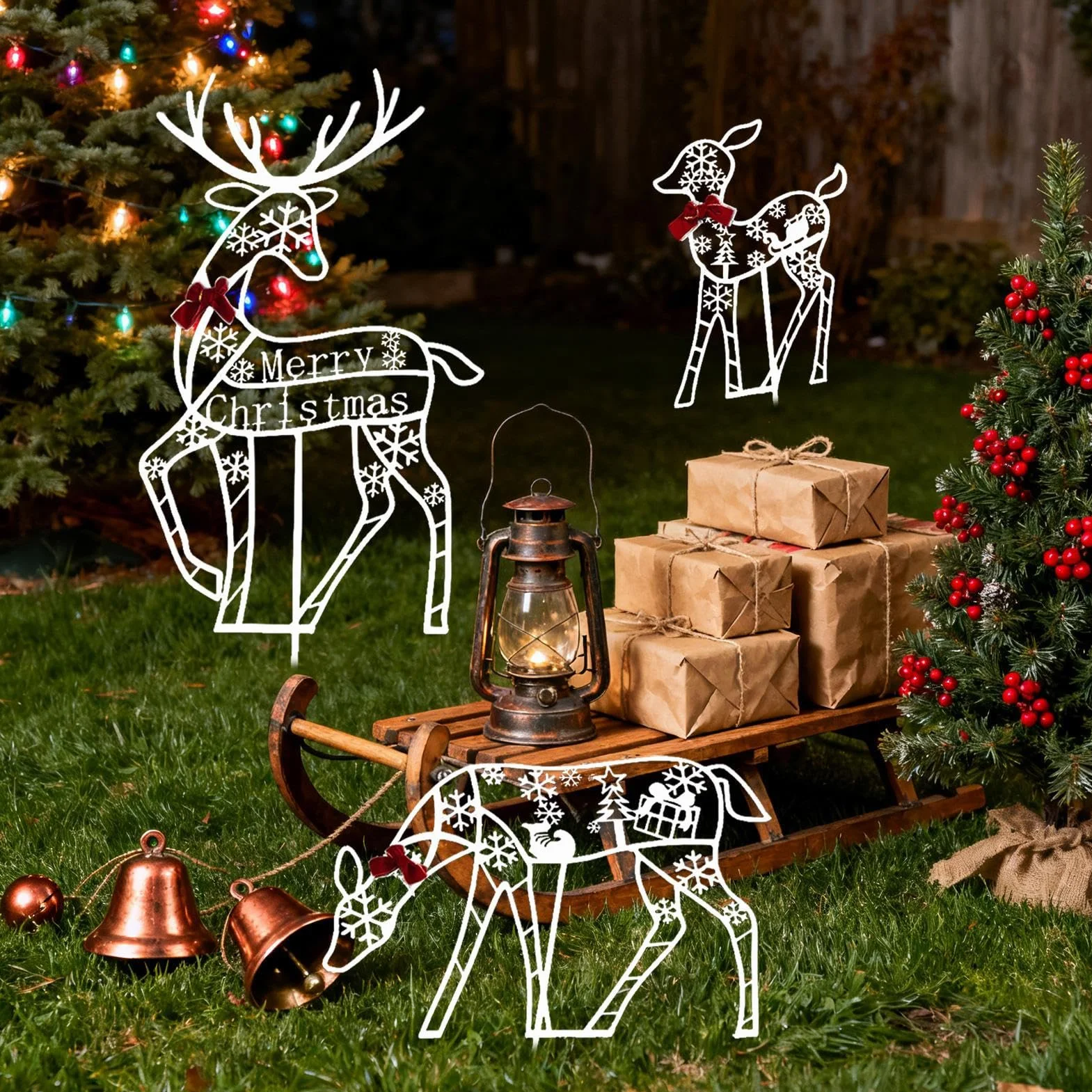 Navideños para Exterior Decoración Estacional Porche | Festivo Césped para Propietarios Planificadores de Jardín Delantero Porche Patio Césped