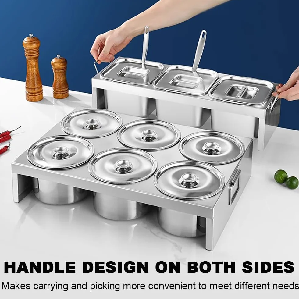 Juego De Caja De Especias De Acero Inoxidable De Gran Capacidad, Especiero Dispensador De Encimera con Tapa Y Cuchara, Organizador para Almacenar Frutas,D