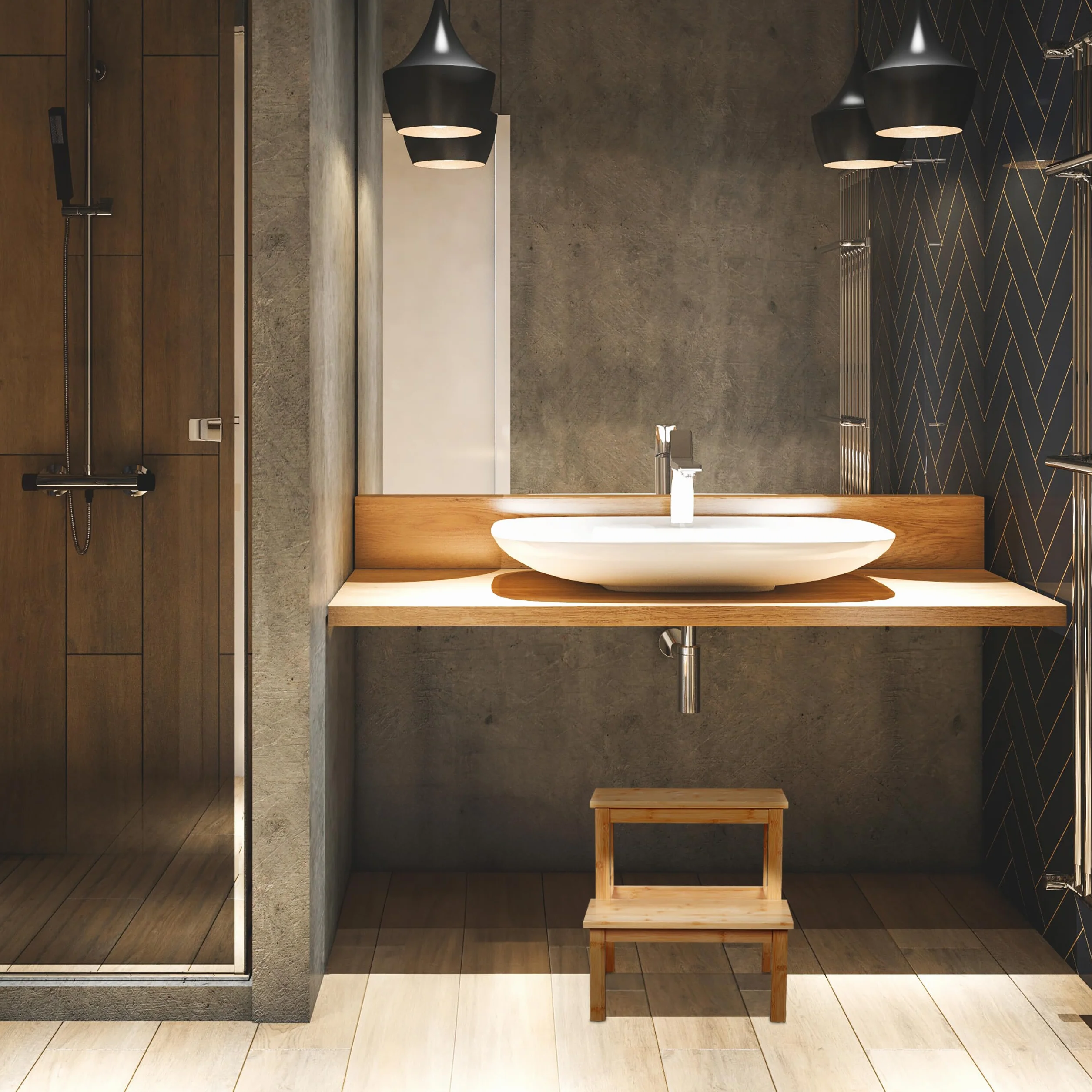 Relaxdays Taburete 2 Escalones Bambú 100 kg 40 x 40 x 40,5 cm Natural