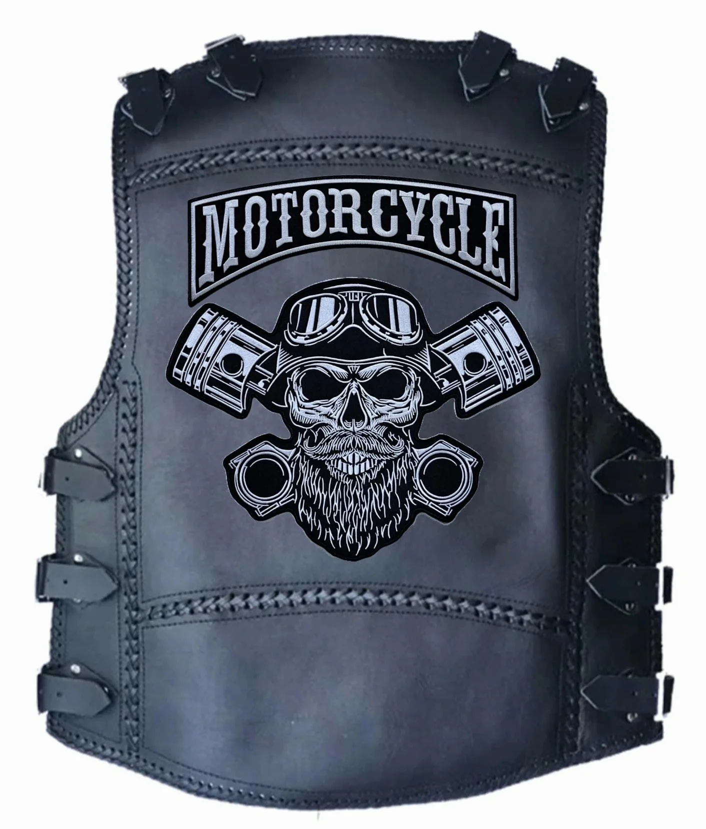 Juego de 2 parches bordados Biker "Motorcycle" + Punck Skull XXL parches termoadhesivos para chalecos y chaquetas de moto, para decorar chaquetas de moto, bordado en accesorios de ropa, manualidades.