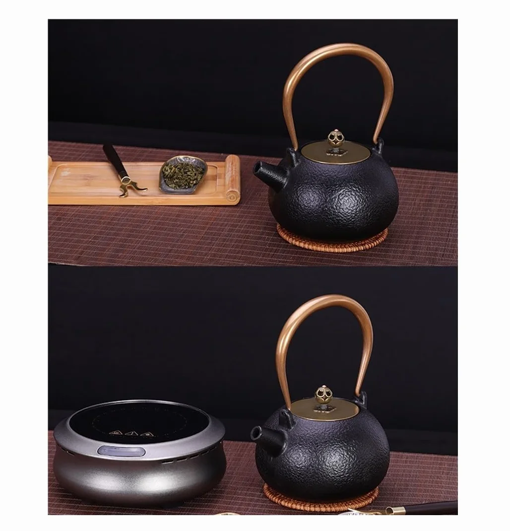 Tetera de hierro fundido, tetera de hierro fundido, tetera japonesa, tetera china de hierro fundido, gran capacidad, 40 oz - 1200 ml, tetera de hierro fundido apta for estufa, tetera de hierro fundido