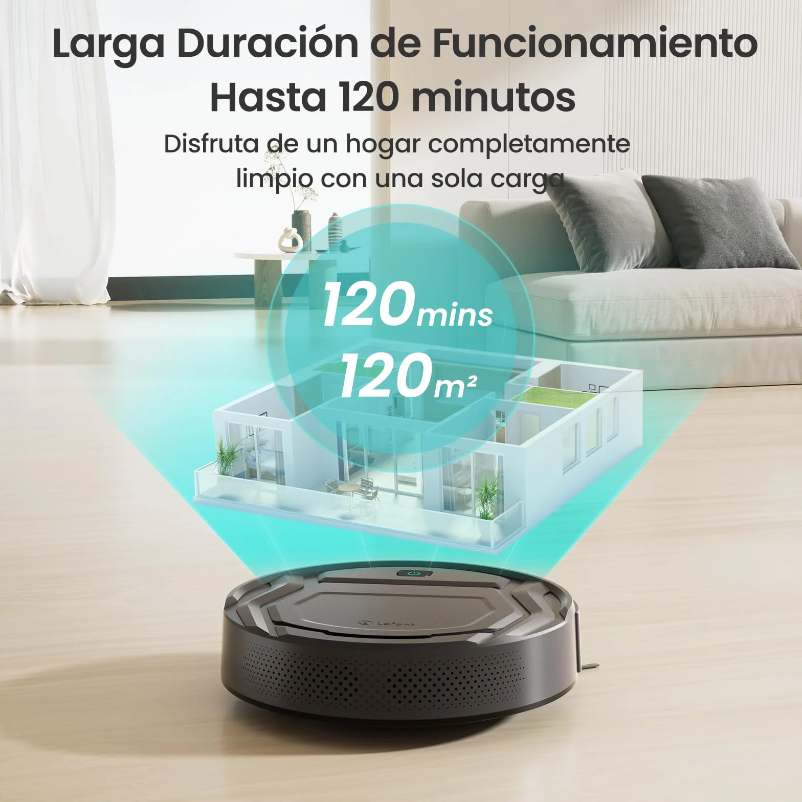 Lefant Robot Aspirador 2200Pa, Aspirador Robot Autonomía de 120 Min, WiFi/App/Alexa, Sensor de Anticolisión/Caída Navegación Inteligente, Delgado y Silencioso, 6 Modos de Limpieza M210 Pro