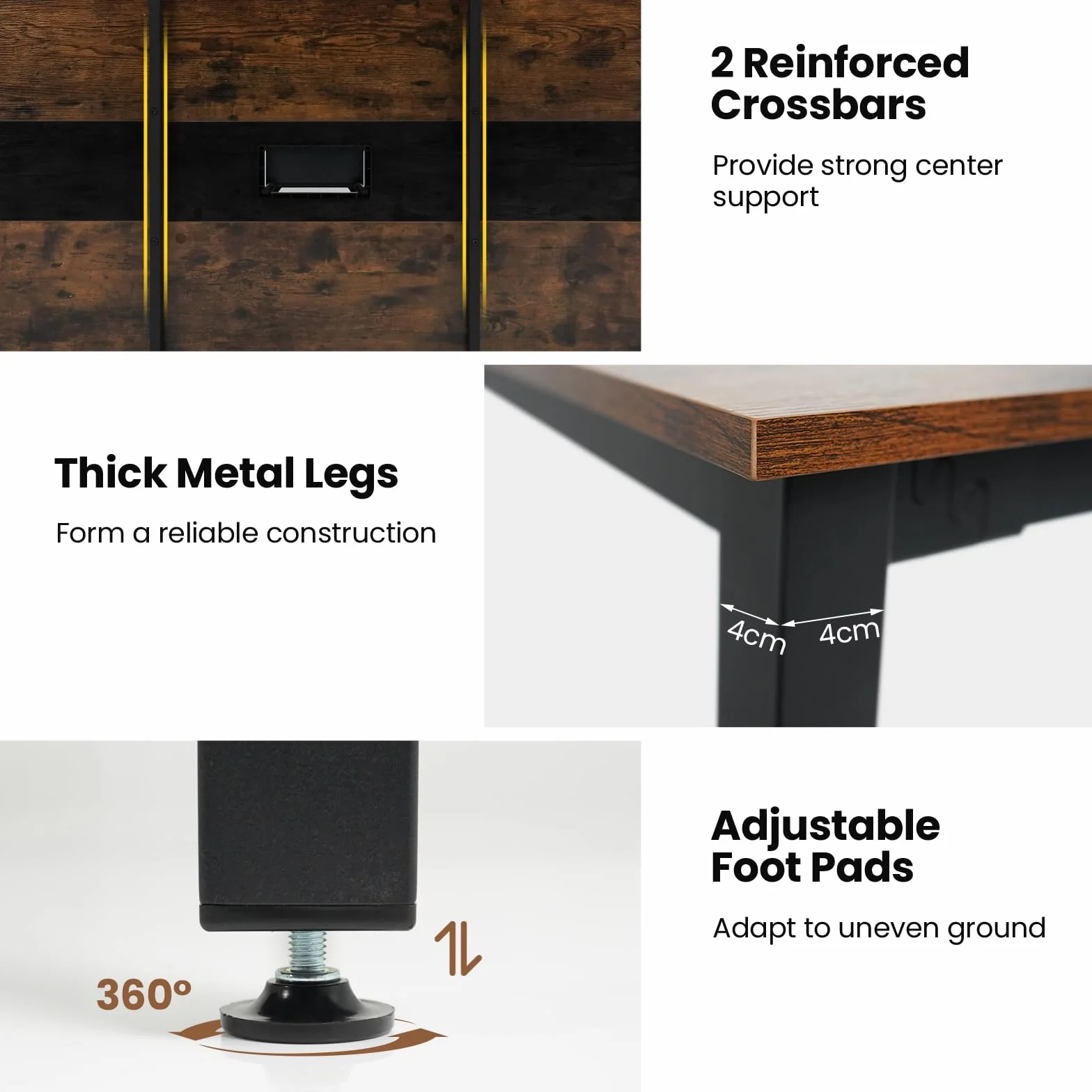 LIFEZEAL Mesa de Conferencias Rectangular, 180x90x75,5 cm, Mesa de Reuniones 8-10 Personas, Escritorio para Seminarios con Orificio para Cables, Tapa de Madera y Estructura Metálica, Estilo Industrial