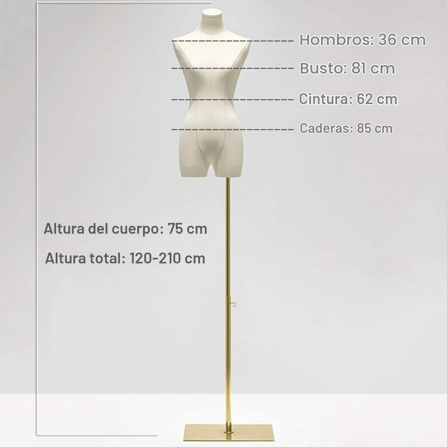 Maniquí Busto de Señoras, Ajustable Altura Maniqui Costura Mujer con Base de Metal Rectángulo, Maniquí Torso Femenino para Exhibición de Escaparate ( Tamaño : B )