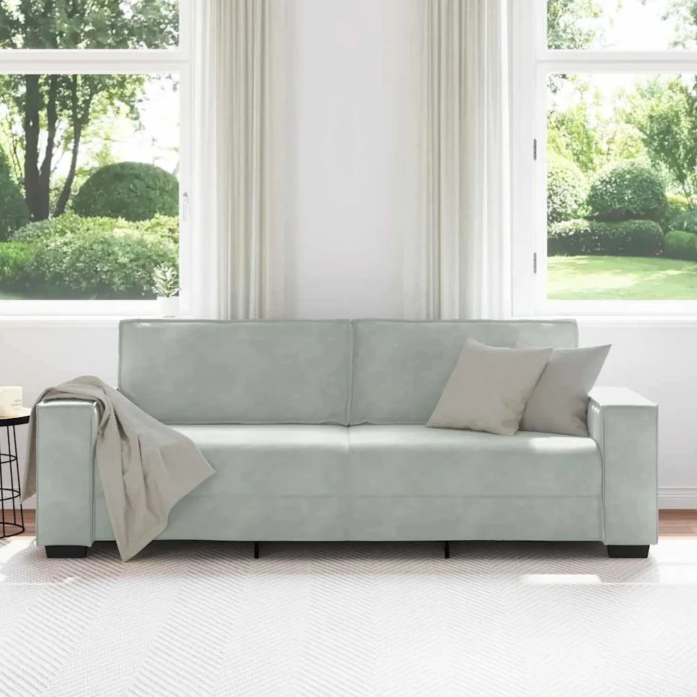 Sofá de 3 plazas Terciopelo Gris Claro 220x78x84 cm