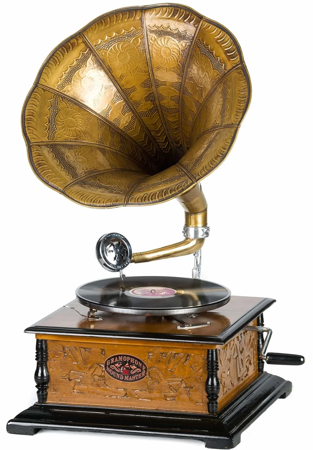 aubaho Gramófono Estilo Antiguo con bocina - para Discos de 78 RPM