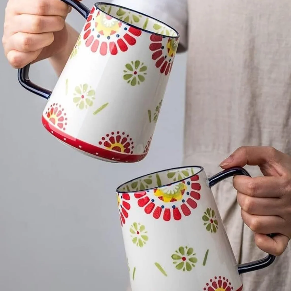 Tazas de Té Tazas Desayuno Tazas Taza Dibujada A Mano Hogar Cerámica Super Capacidad Taza para Beber Desayuno Taza De Leche Regalo para Amigos Tazas Tazas de Cafe
