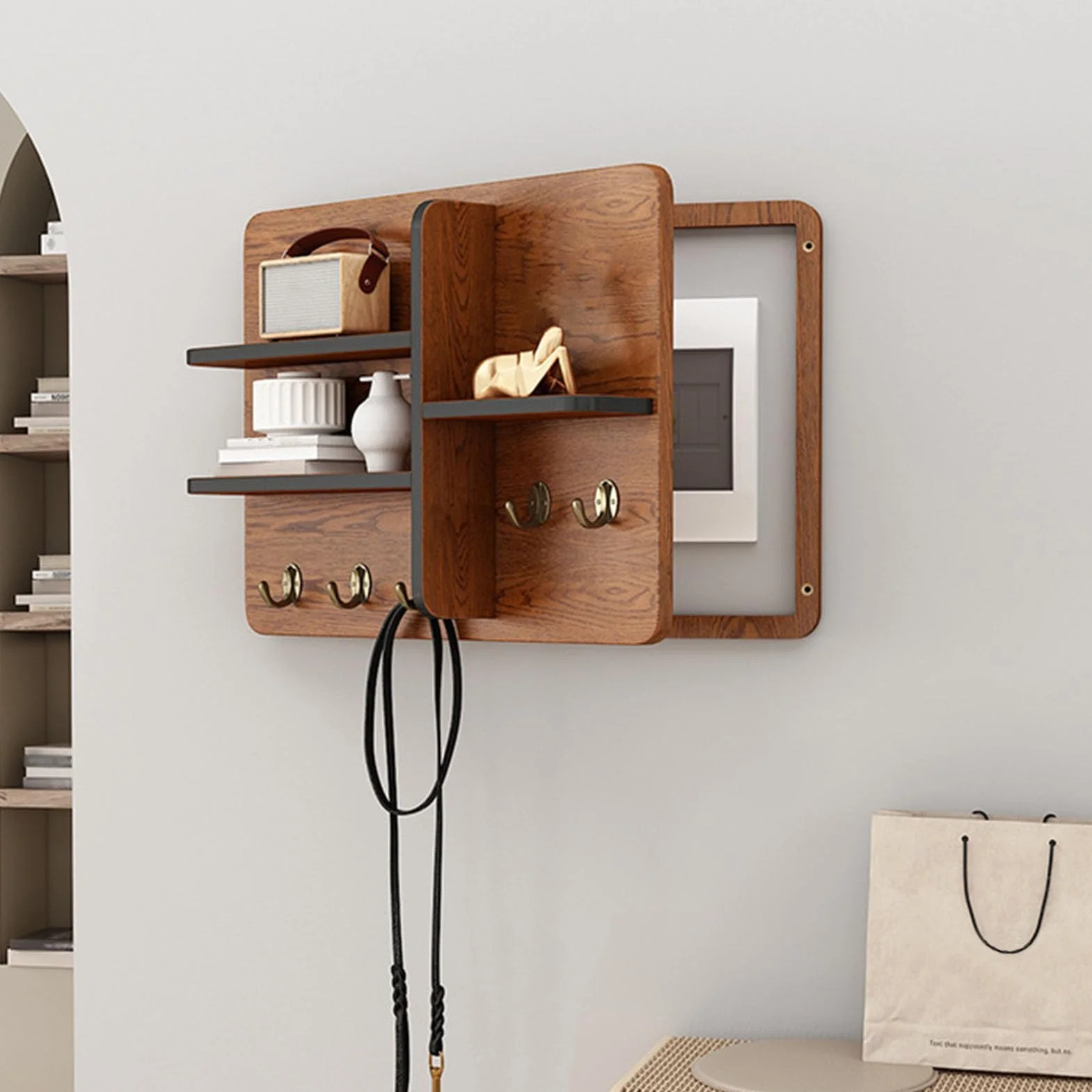 Tapa Cuadro Eléctrico Decorativo con Ganchos, Tapa Contador Luz Decorativa de Madera con Separador, Cuadro para Tapar Cuadro Eléctrico, Caja Contador Eléctrico A 60x50cm