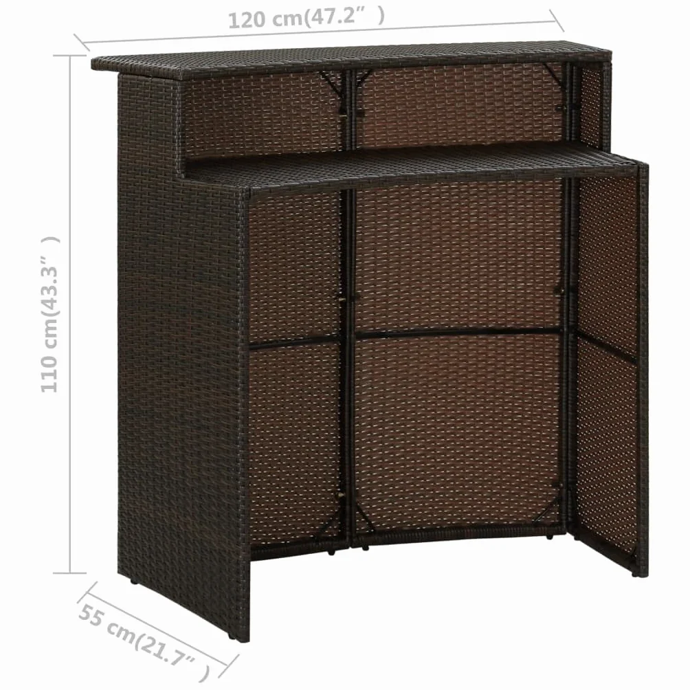 vidaXL Juego de Muebles de Bar para Jardín 3 Piezas con Cojines Marrón