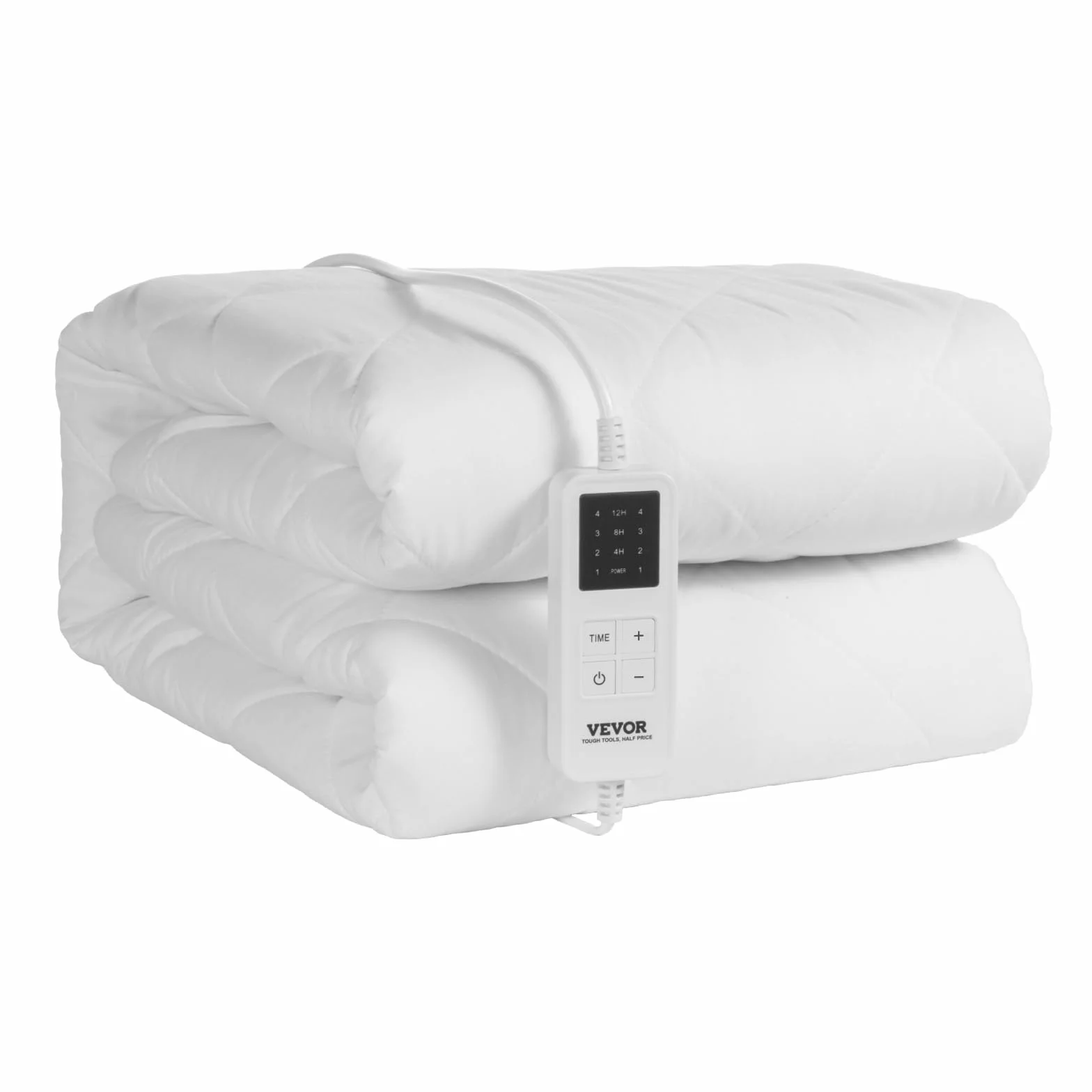 VEVOR Funda de Colchón Eléctrica con Calefacción, 4 Niveles de Temperatura, Temporizador de 12 Horas, Apagado Automático de 8 Horas, Bolsillo Elástico Profundo en Todo el Contorno, 1500 x 800 mm