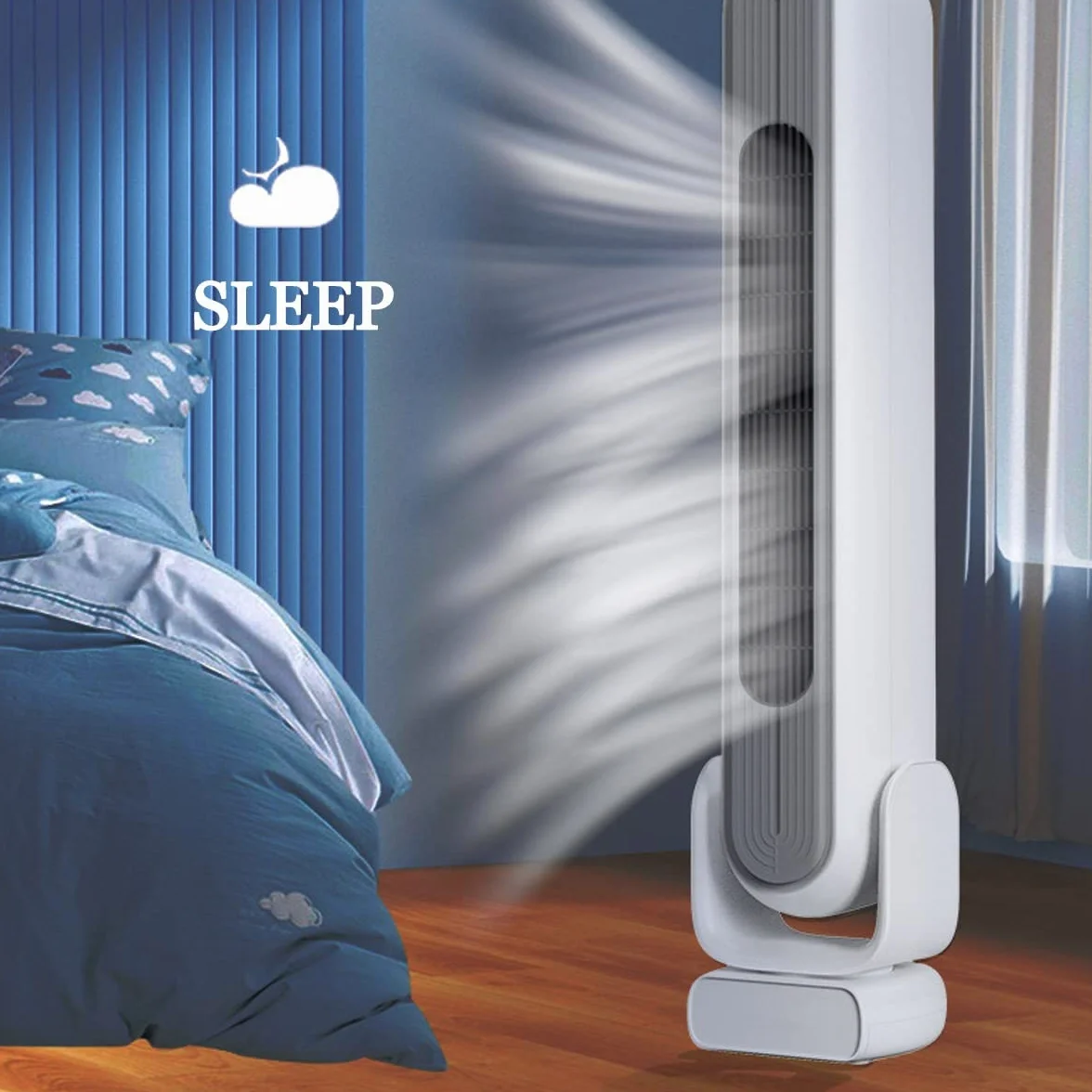 Ventilador de Piso sin aspas, circulador de Aire, Ventilador de Escritorio portátil, con Control Remoto, Opciones de 4 velocidades, oscilación de 80 °, for Dormitorio, Sala de Estar, Cocina