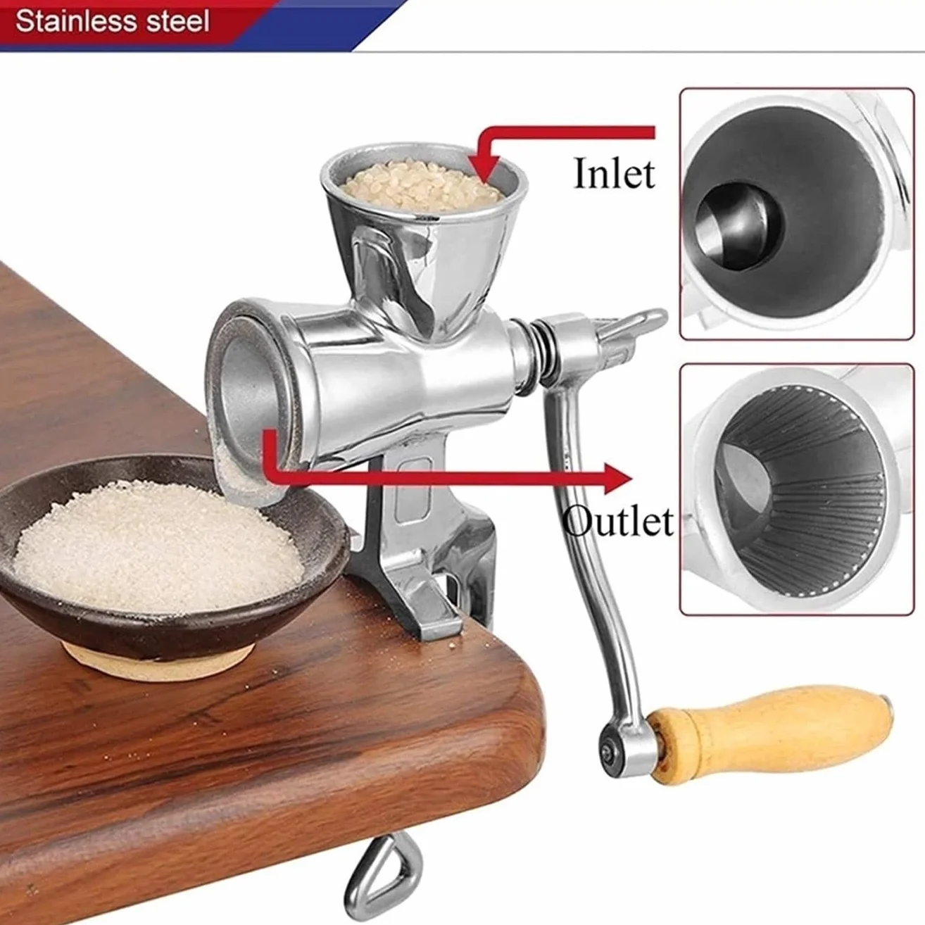 Molinillo Café Oficina Molinillo de grano manual Molino manivela Herramienta molienda cocina casera acero inoxidable para café Vintage Moledor de Cafe