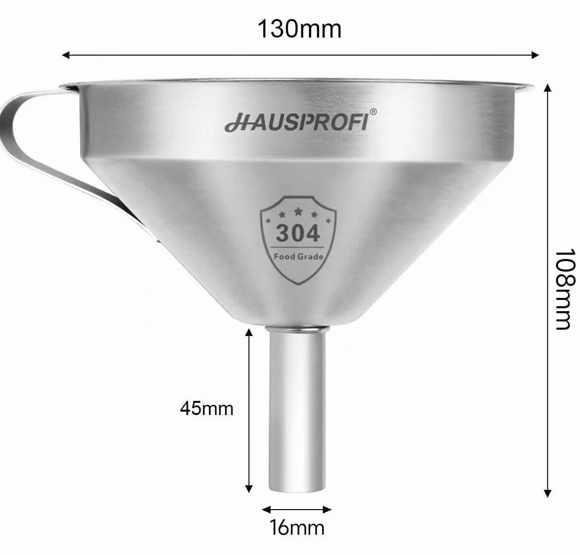 HAUSPROFI Embudo de Acero Inoxidable 5 Pulgadas 200 Malla Filtro para Transferencia de Líquidos
