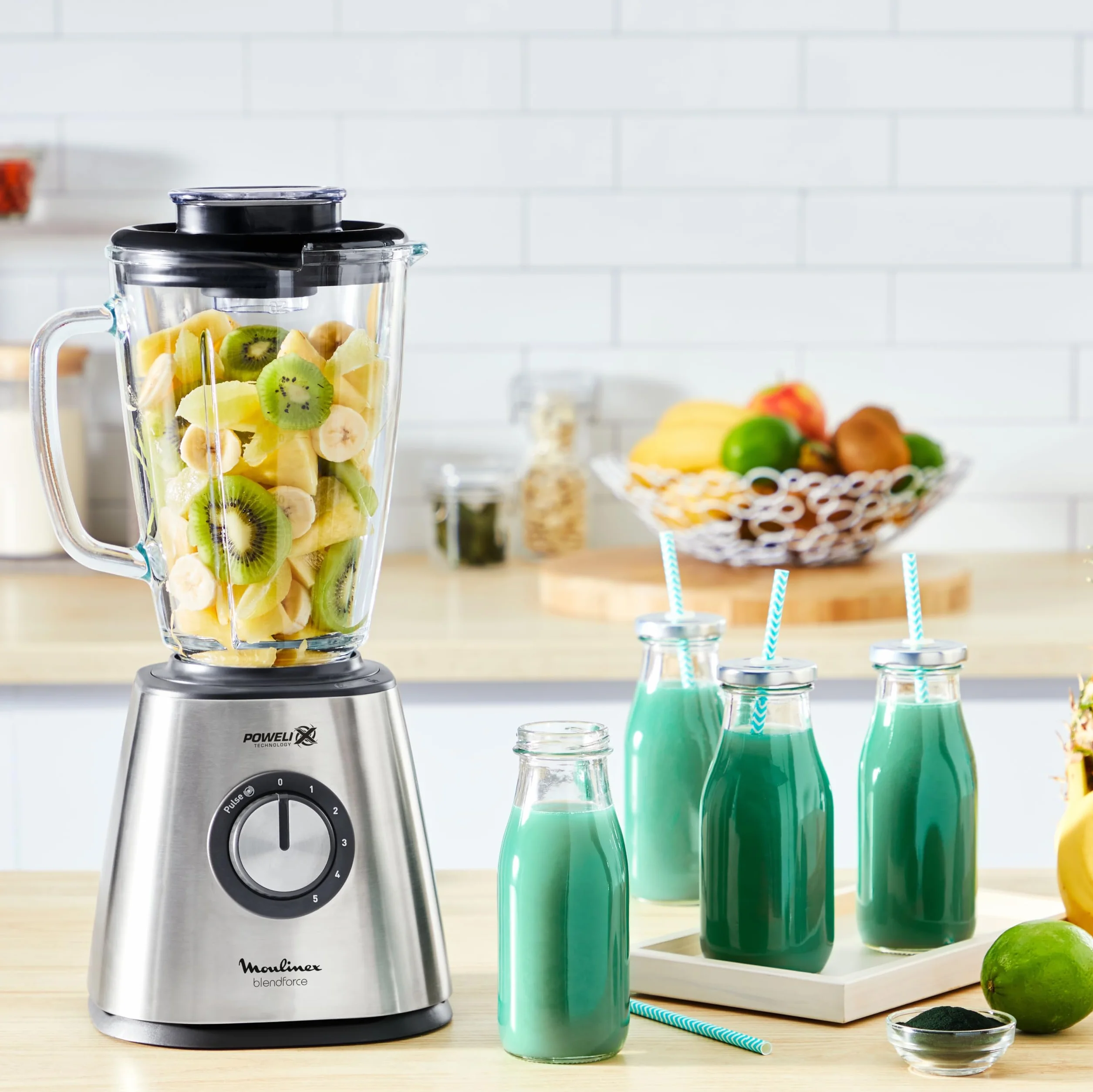 Moulinex Blendforce, Batidora Vaso 800W Powelix Jarra Cristal 1,75L | Con 5 velocidades, función Pulse, jarra de cristal termorresistente y cuchillas Powelix para resultados óptimos LM439D