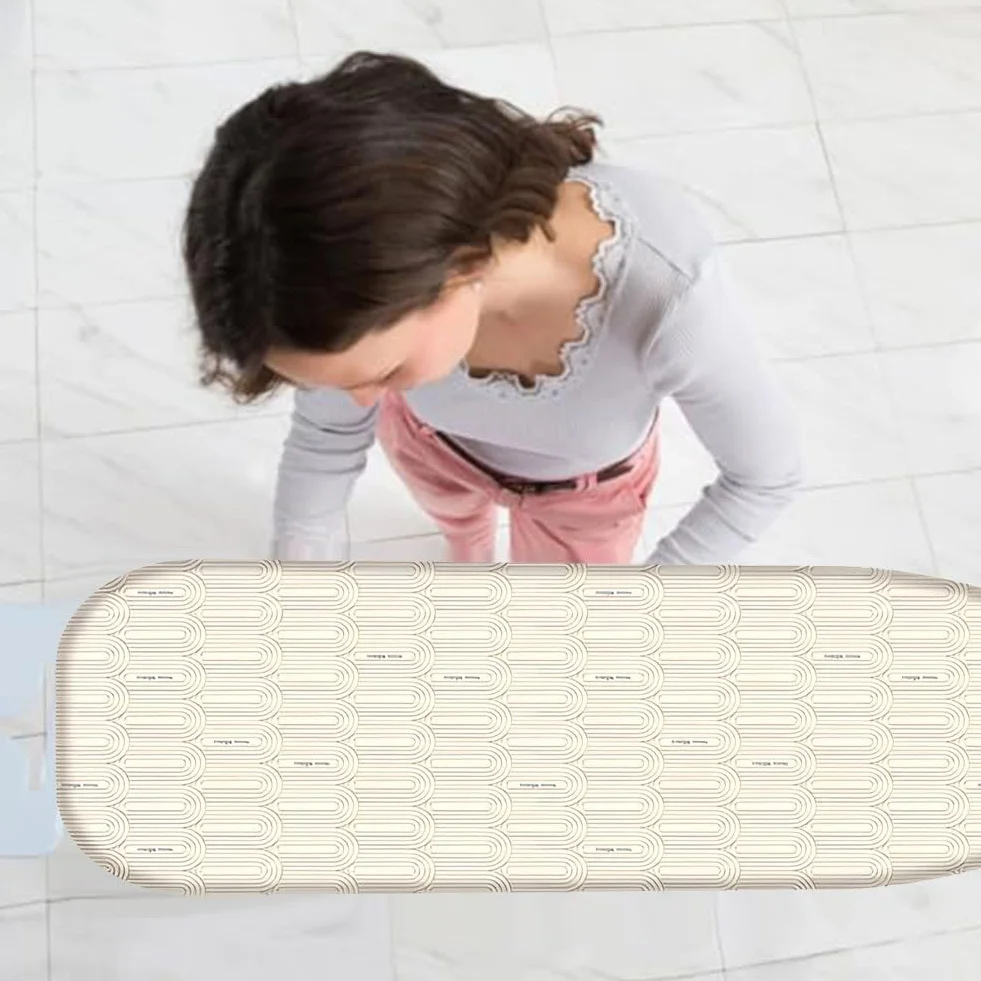 Funda para tabla de planchar resistente y almohadilla gruesa resistente a las quemaduras, borde elástico ajustable de 46.8 x 17.7 pulgadas (marrón) – perfecto para un fácil planchado y uso