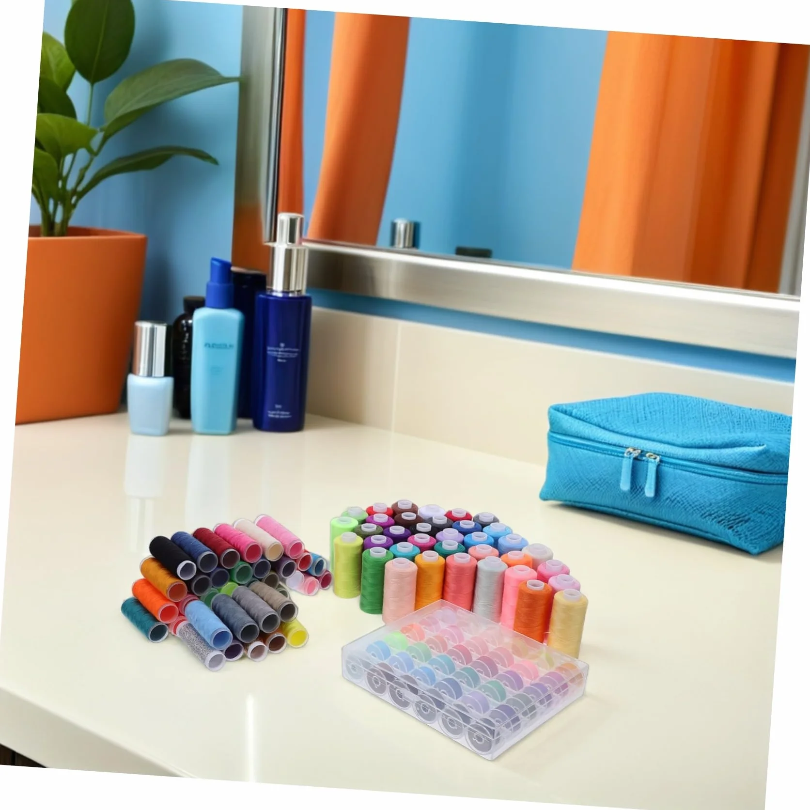 Kit de Hilo de Coser de 111 Piezas con 39 Colores de Hilo para Máquina de Coser y 36 Bobinas de Poliéster con Portabobinas, Adecuado para Reparaciones Hogar
