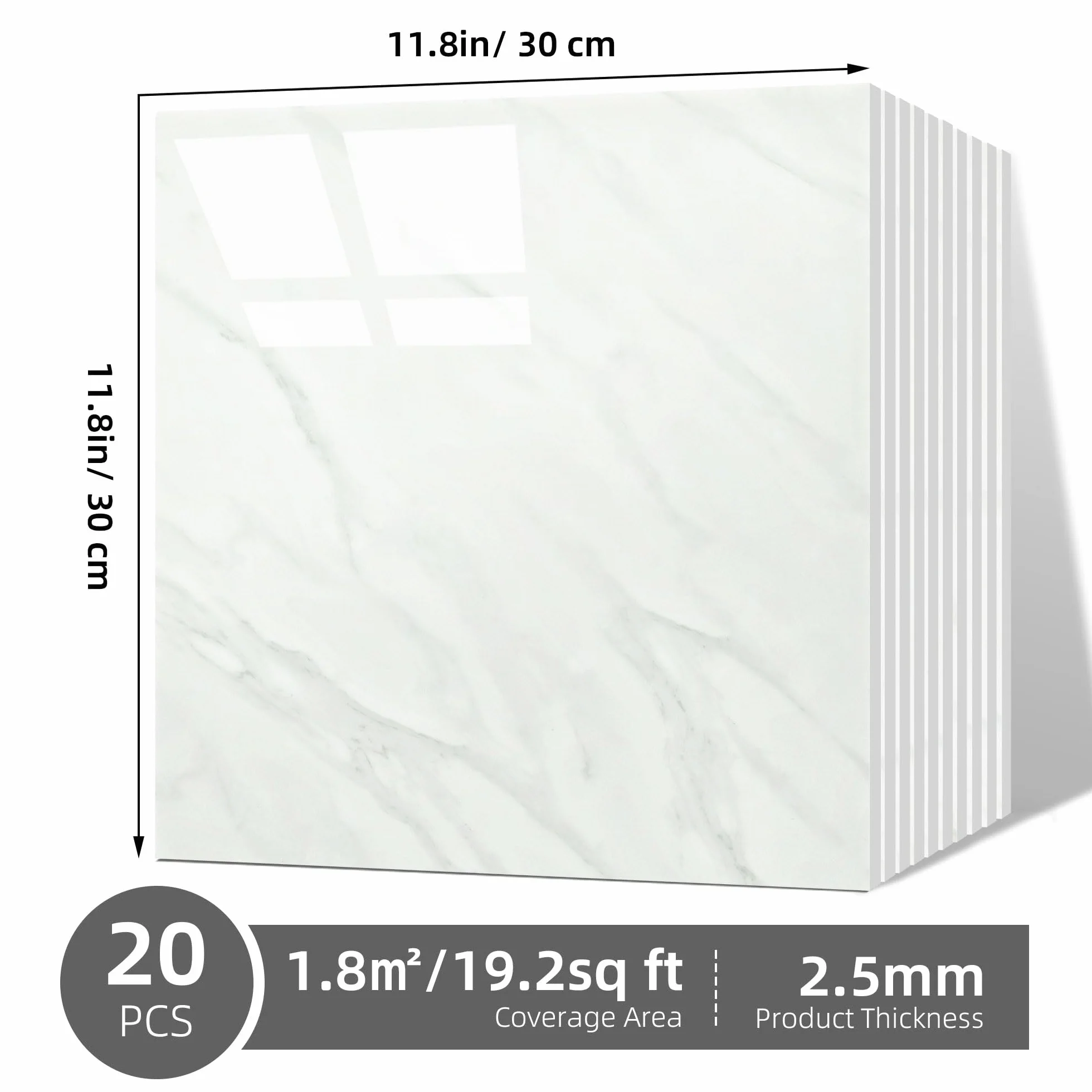 Vieshful 20 Piezas azulejos adhesivos cocina, Panel PVC Marmol Vinilos Azulejos de 30 x 30 cm Para la Pared, Azulejos Adhesivos para Cocina, baño, Sala de Estar