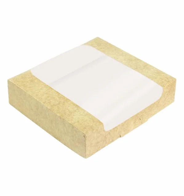 25 Cajas de Cartón Con Ventana, 28x28x10cm, Cajas para Pastelería, Panadería, Resistentes a Grasas, Catering y Take Away, Transporte Seguro