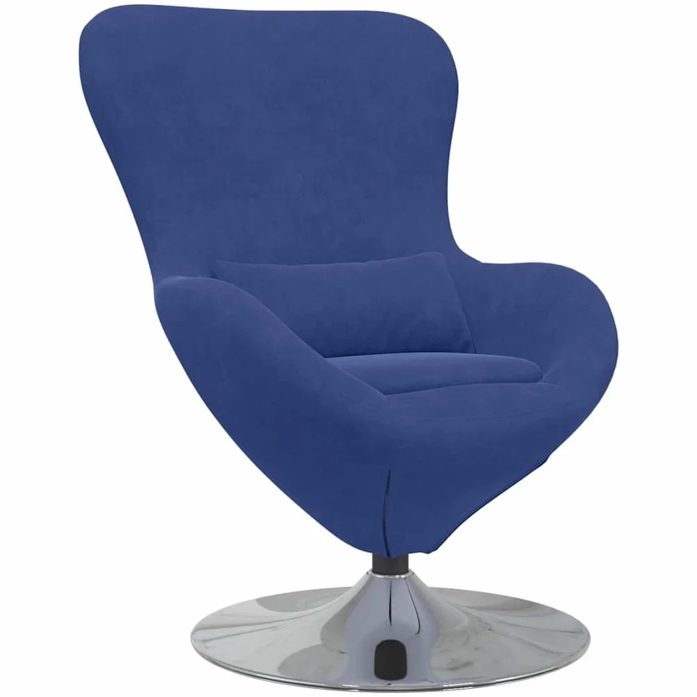 vidaXL Sillón Huevo Azul Policía Terciopelo, Silla de salón Moderna, Asientos Elegantes, Terciopelo, cómodos, Forma de Huevo, giratoria para Relajarse en casa