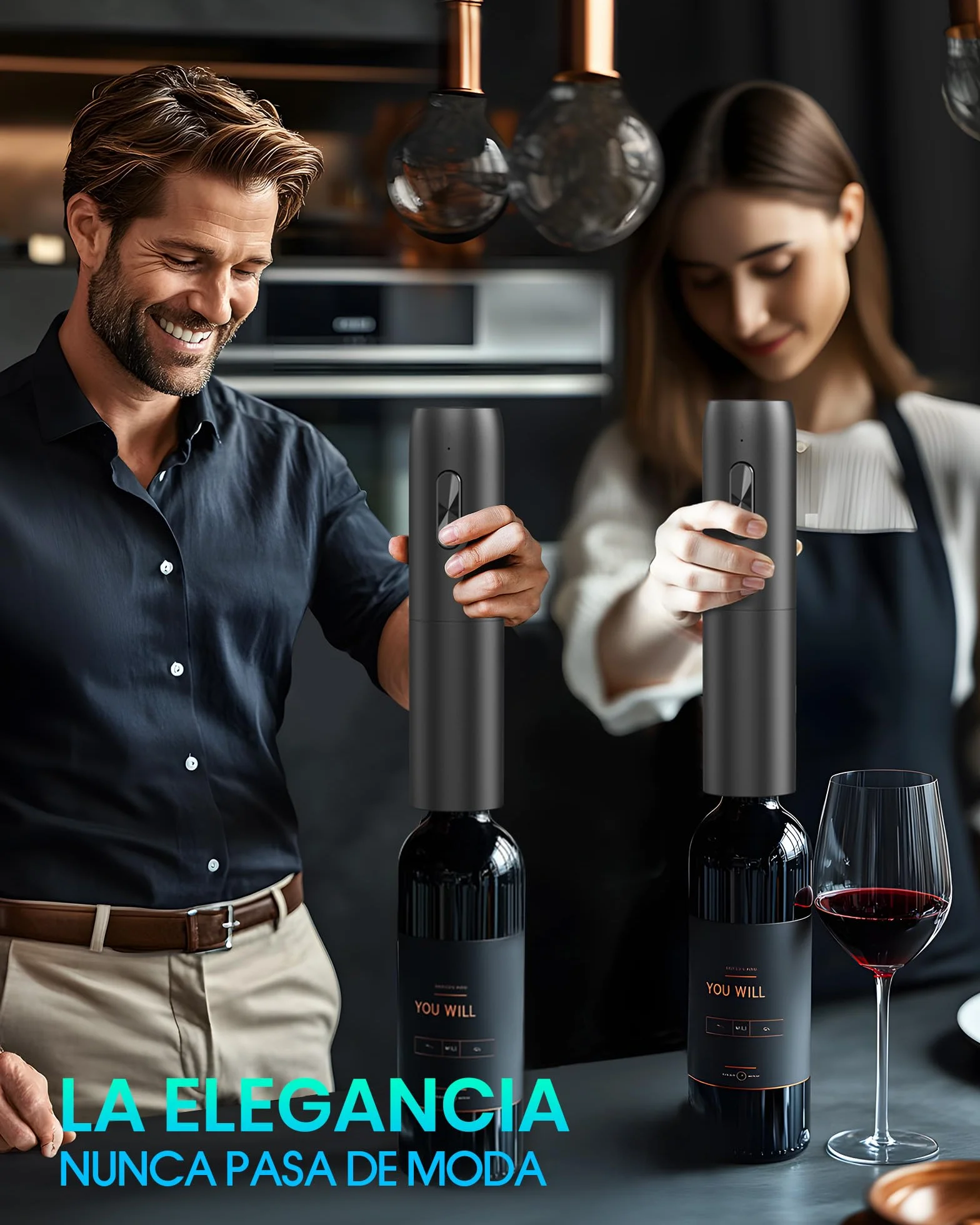 Sacacorchos eléctrico recargable abridor de vino profesional con cable USB