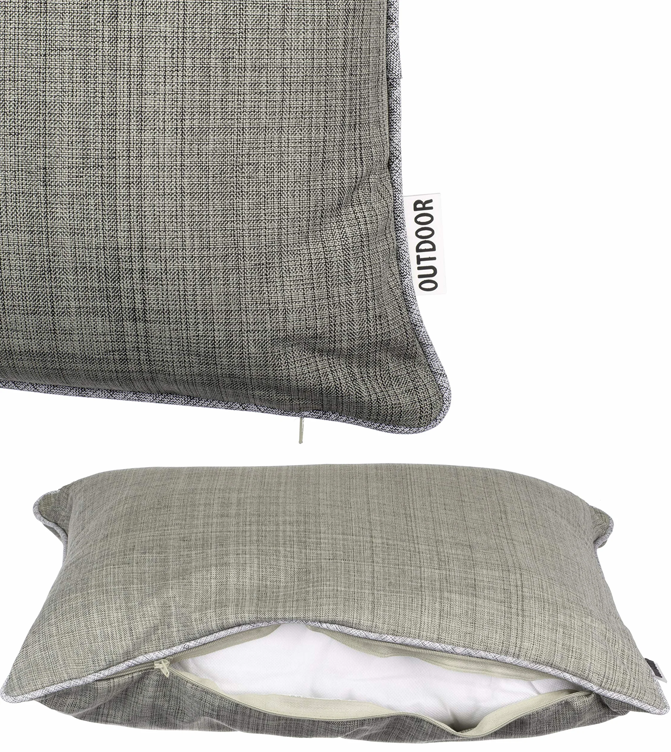 Juego de 6 Fundas de Cojín exterior Brandsseller 45x45 cm – Decorativas, impermeables, en tejido de Lino y Cremallera – Resistentes a la intemperie para Jardín, Terraza, Balcón y Sofá – Taupe