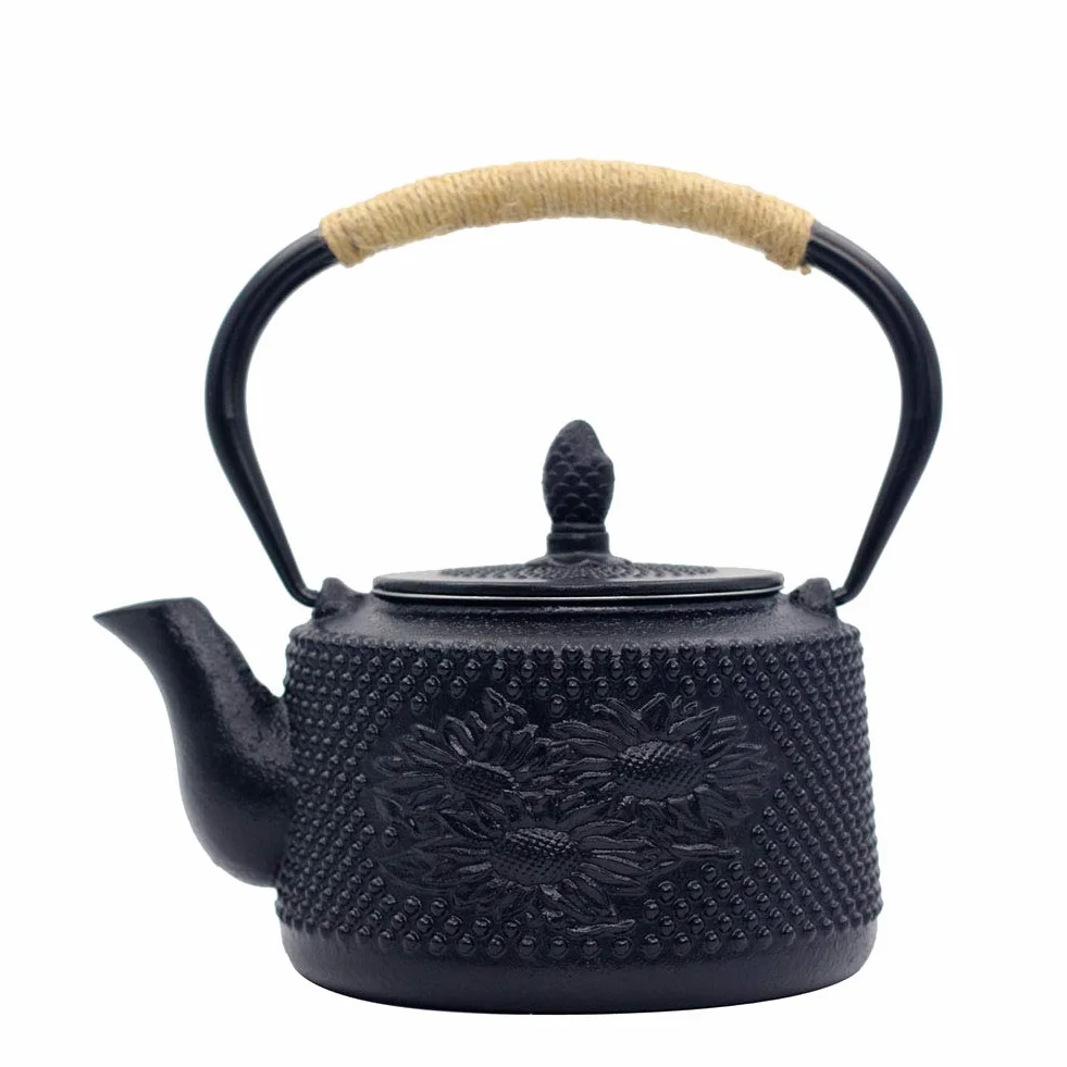 Tetera, Tetera Japonesa, Tetera de Hierro Fundido, Juego de coladores, patrón Chino con Filtro de Acero Inoxidable, 30 oz / 0,9 l, Ciruela-Sunflower