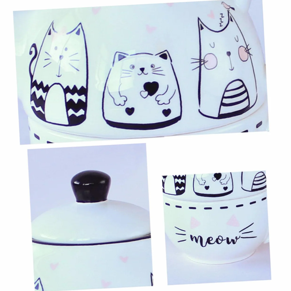 Toyvian Juego de Té de Cerámica Tetera y Taza en Blanco Diseño de Gato Adorable, Adecuado para Decoración del Hogar y Aficionados al Té