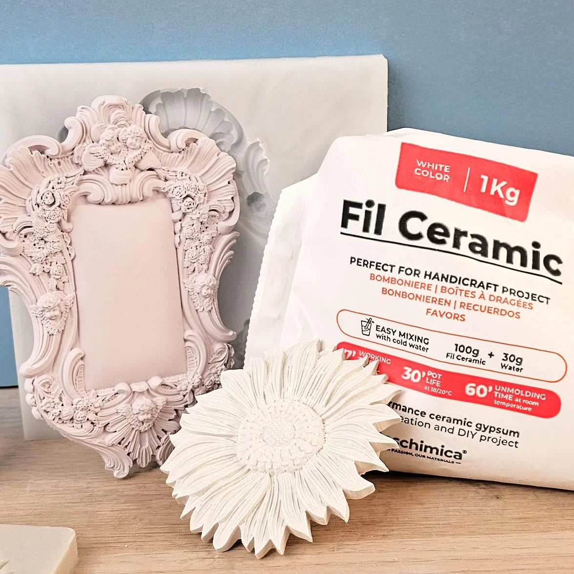 RESCHIMICA Yeso para Manualidades FIL CERAMIC (10 kg) Escayola para Manualides Blanca Made In Italy no tóxico para Moldes de Silicona y Calcos Yeso Cerámico para Decoraciones DIY y Hobbies Creativos