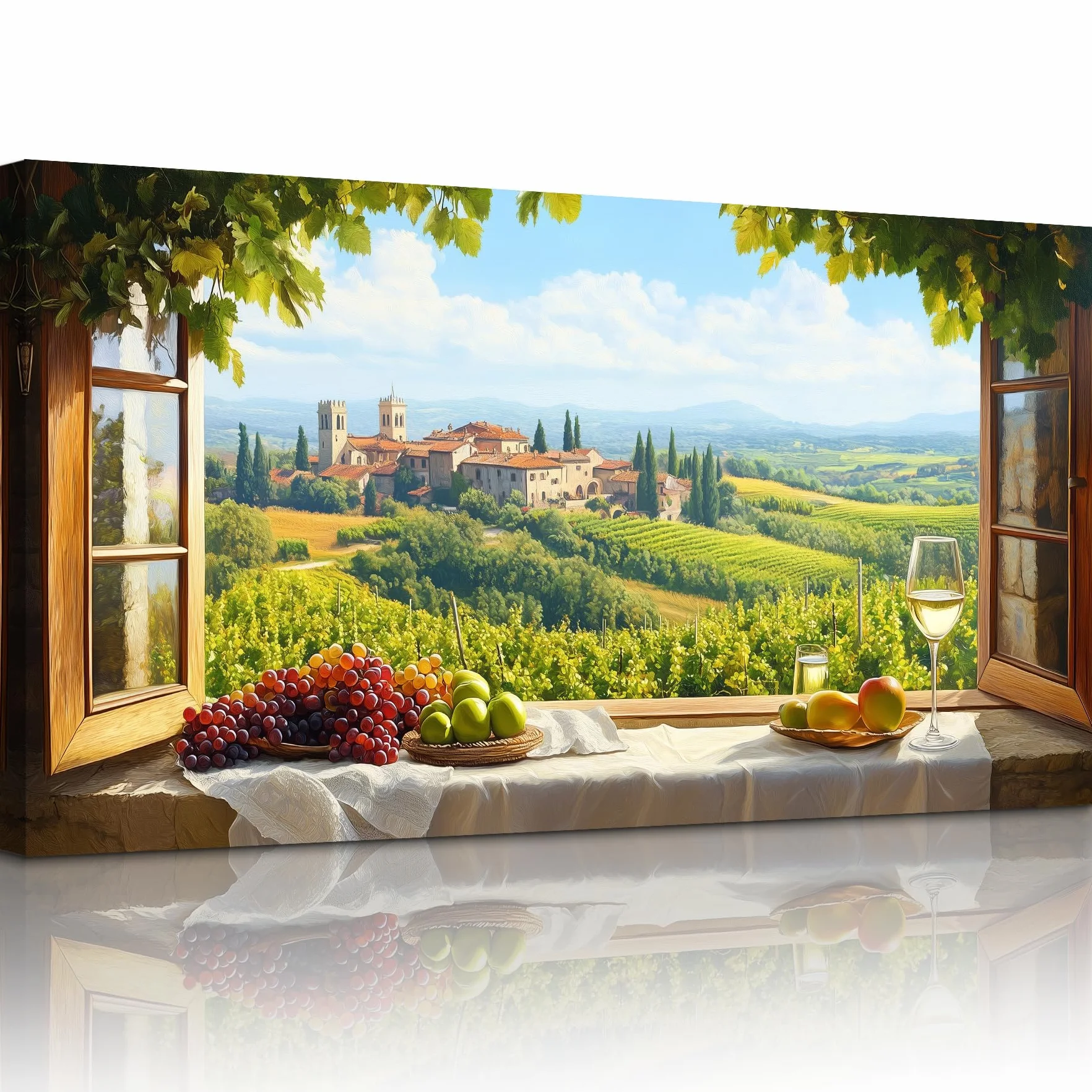 MHARTK66 Artística Montaña Paisajes Cuadros Decoracion Moderno 50x100 cm | vista de ventana, hd nítida, lienzo tensado a mano, ganchos metálicos, fácil de limpiar y colgar, apta para varios espacios.