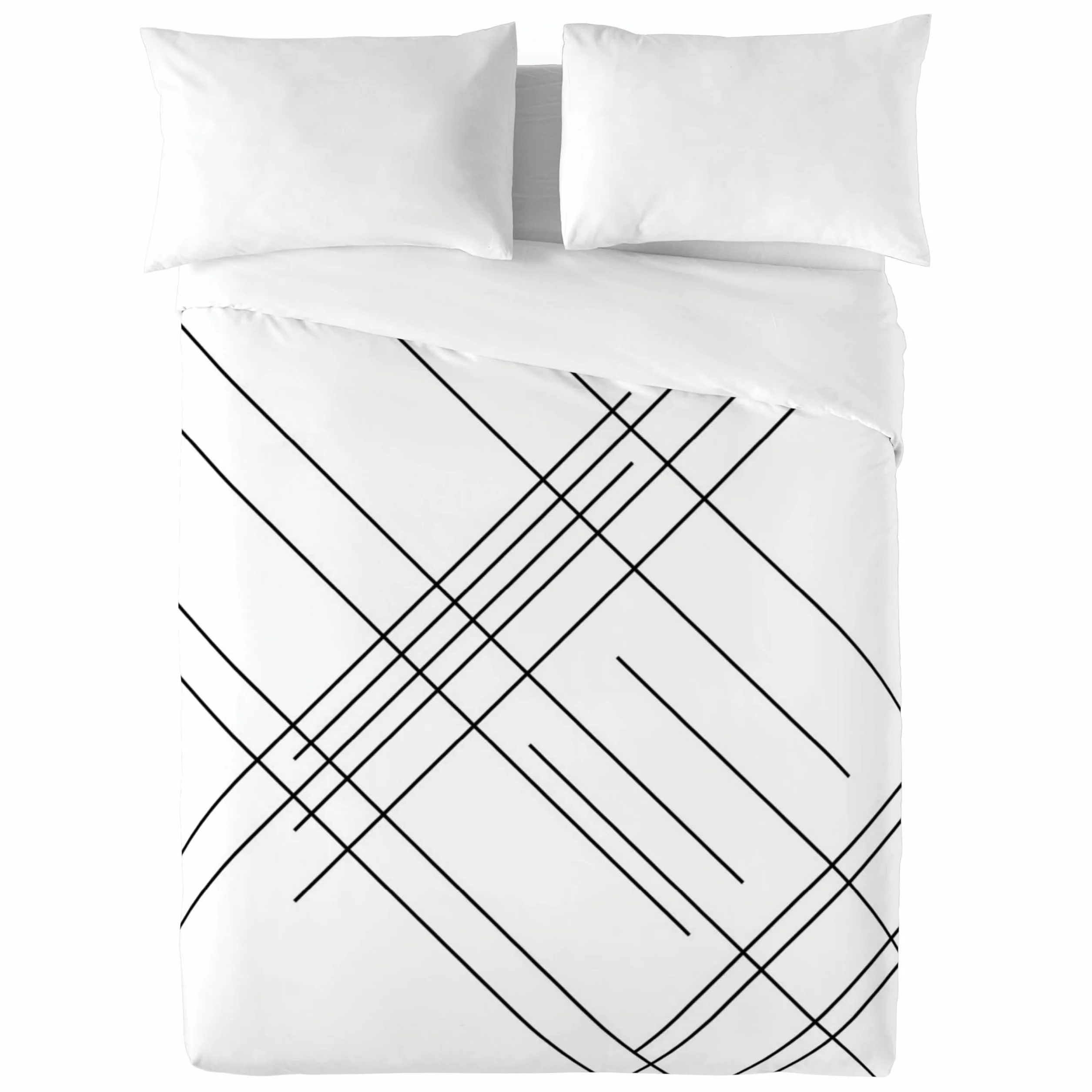 NATURALS - Funda Nórdica Estampada 100% Algodón Natural - Cama 150 - Incluye 2 Fundas de Almohada 45x90 cm, Tacto Suave, Certificado OEKOTEX - Colección 2024/2025 (Line, 240x220 cm)